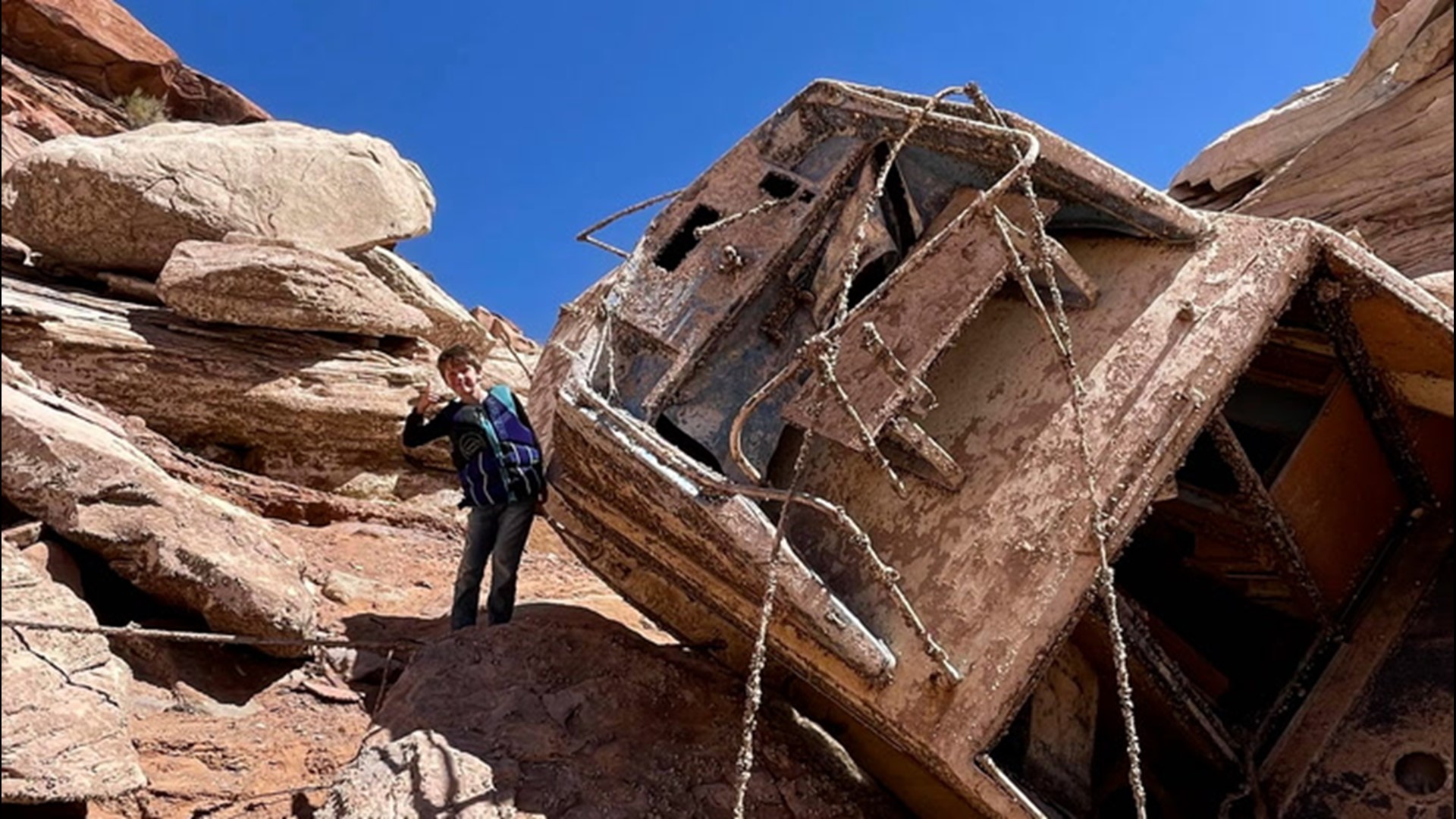 A family fishing trip led to an extraordinary discovery in Lake Powell, which is at historic lows.