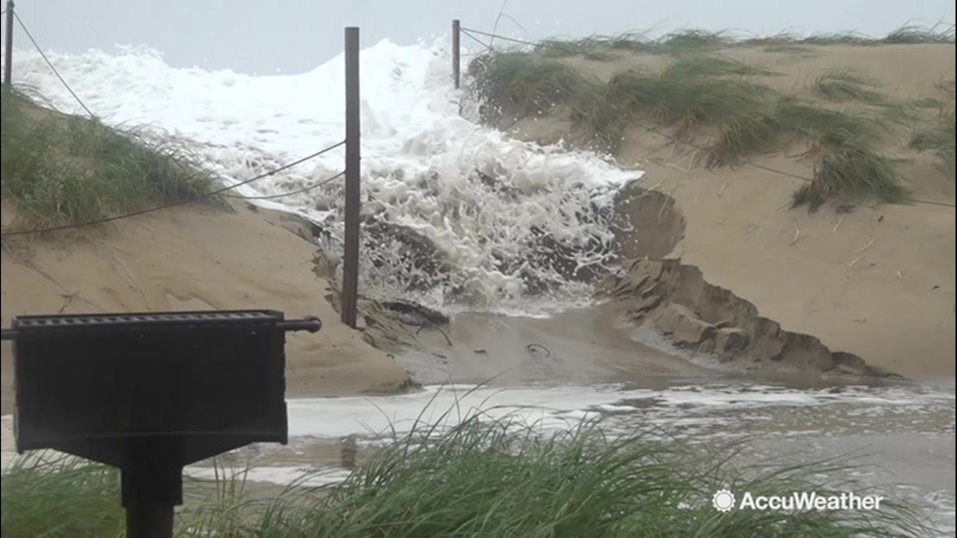 A blustery and wicked nor'easter hit North Carolina this weekend, bringing high winds and fierce waves. As you can see from this video, the waves overpowered the dunes that sat seaside.
