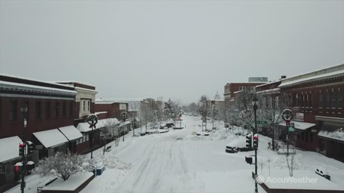 Drone footage shows town covered in snow  wcnc.com