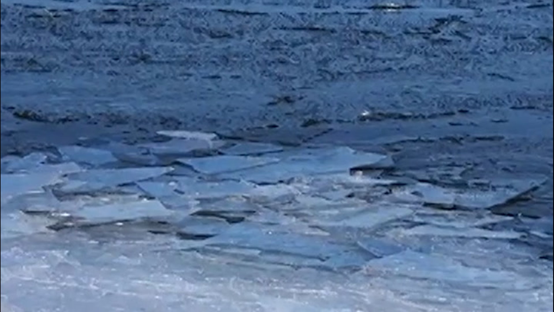 Ice broke up as it reached the shores of Lake Superior in Duluth, Minnesota, on March 6, creating a mesmerizing sound.