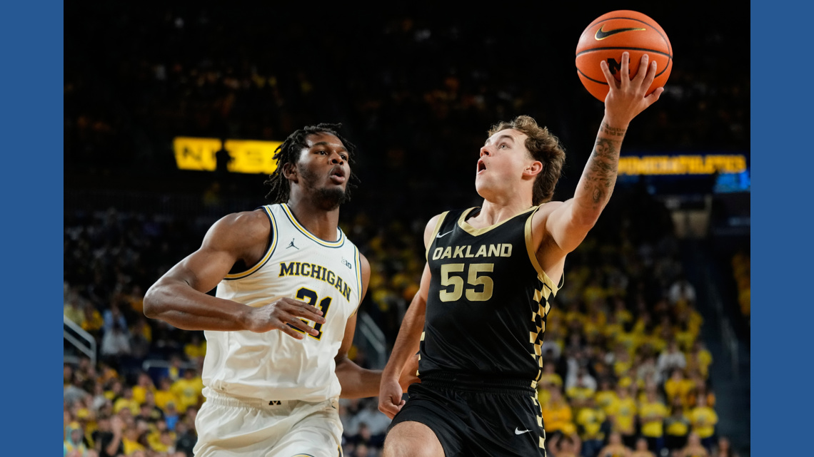 No. 7 Michigan Sets School Record with 69 First-Half Points in 121-78 Win over Oakland
