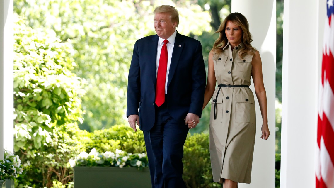 melania trump wet white dress