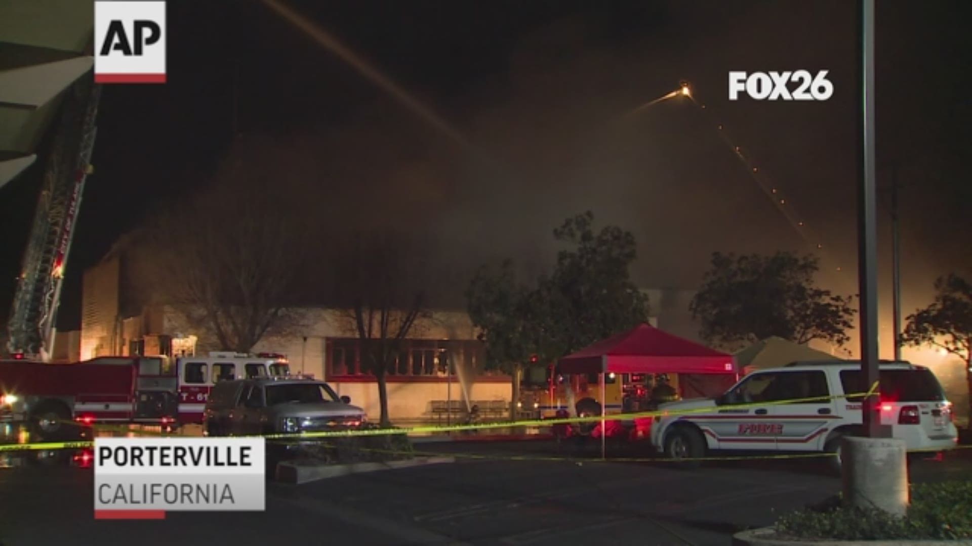 Two Porterville firefighters died Tuesday night as crews struggled to put out a massive fire at the Porterville library, according to police.