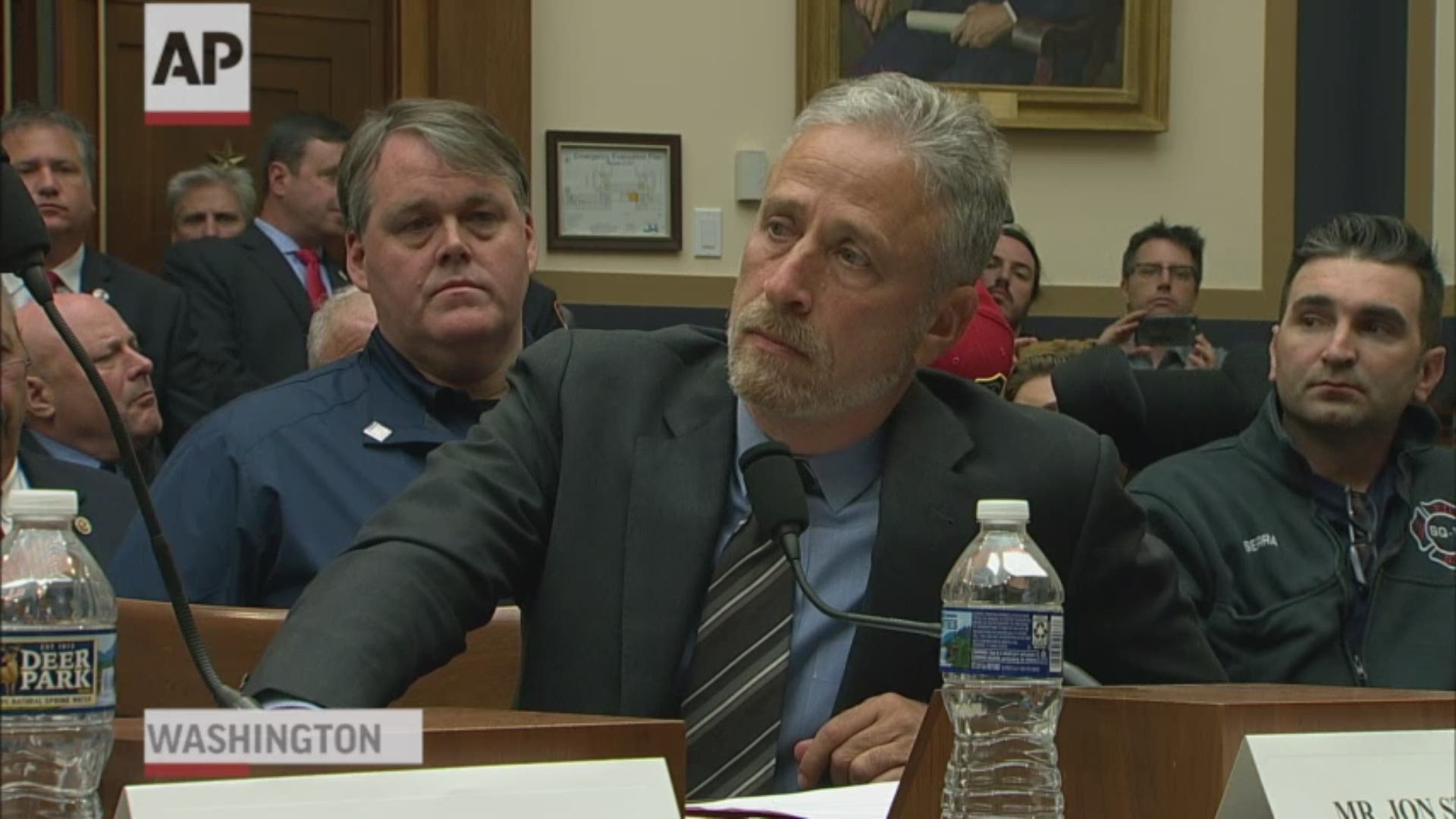 Comedian Jon Stewart is scolding Congress for failing to ensure that a victims' compensation fund set up after the 9/11 attacks never runs out of money. (AP)