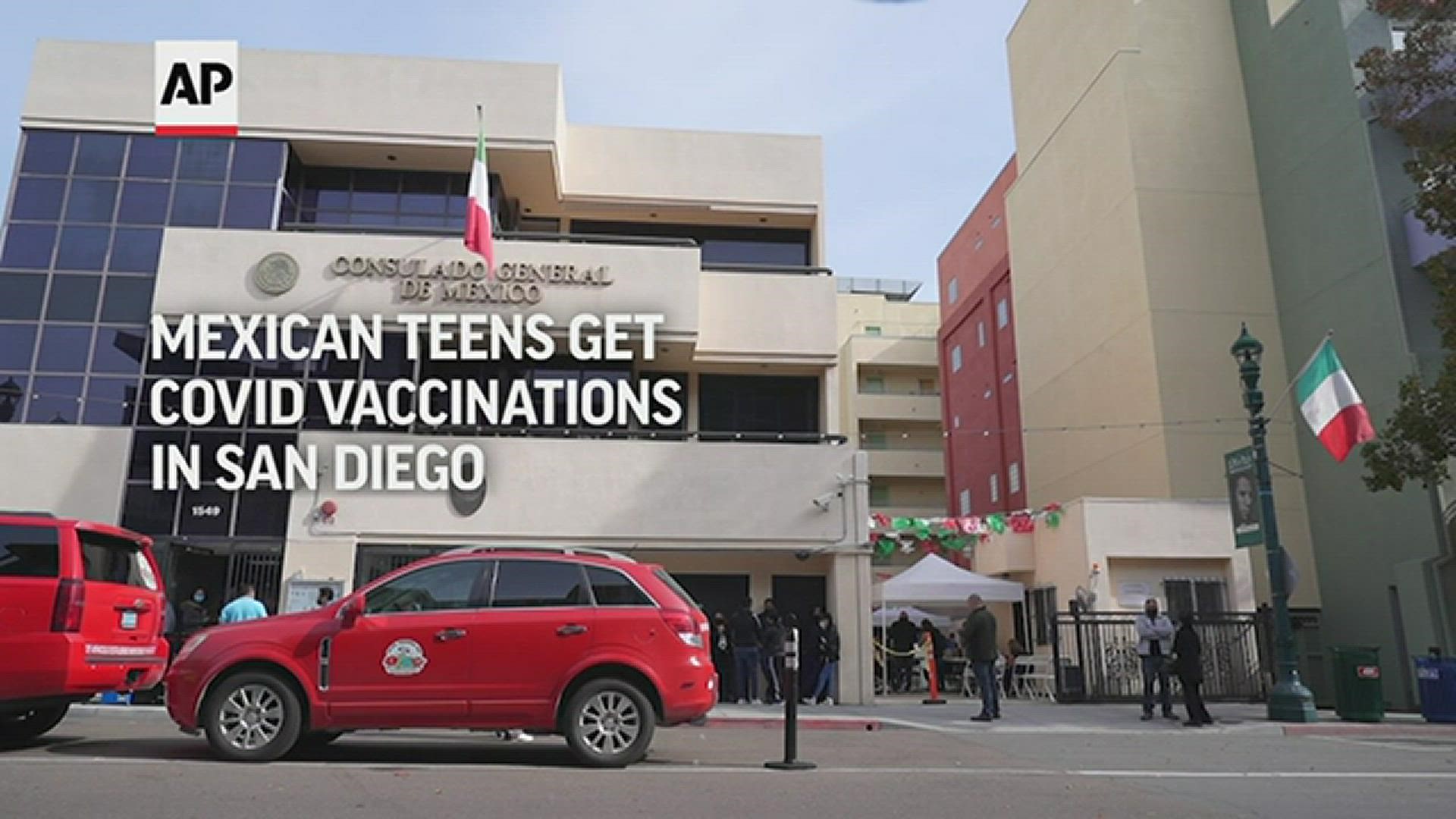 Scores of Mexican adolescents were bused to California to get vaccinated against the coronavirus.