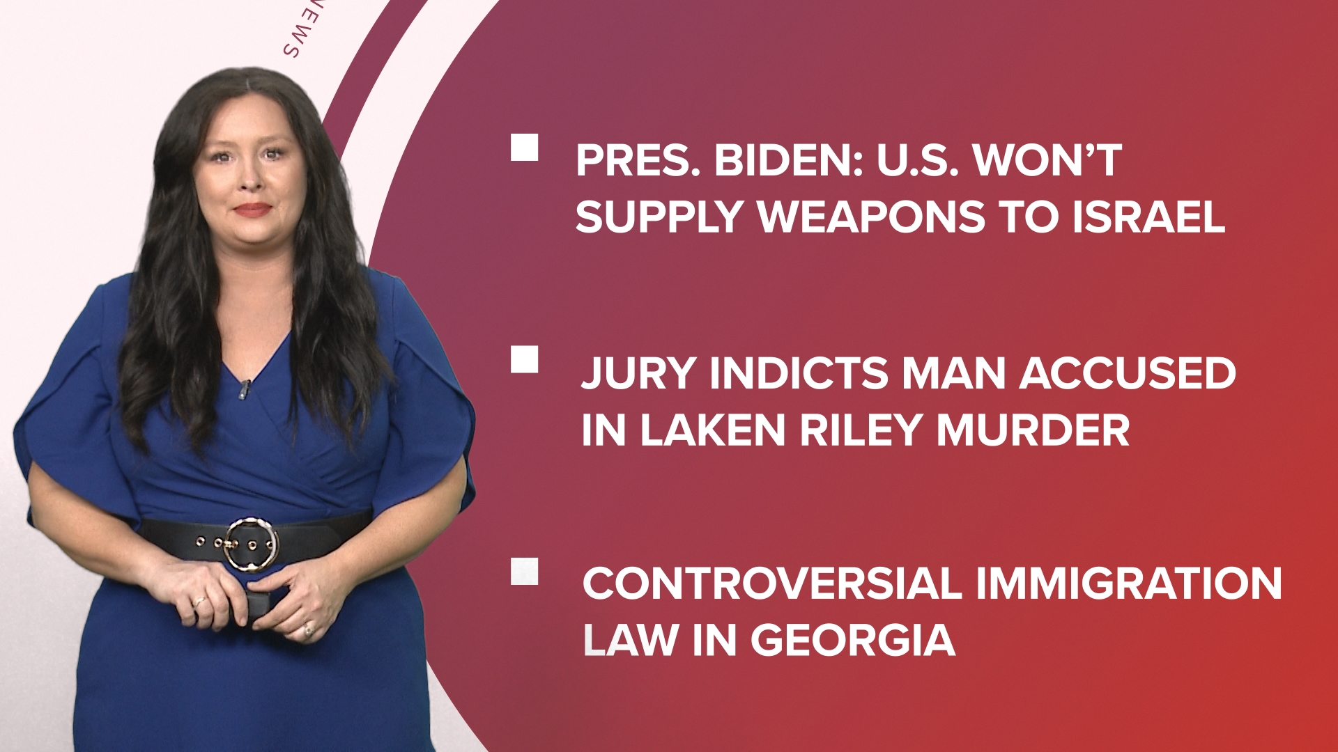 A look at what is happening in the news from Pres. Biden vowing to not provide weapons to Israel if they attack Rafah to severe weather in the South and more.