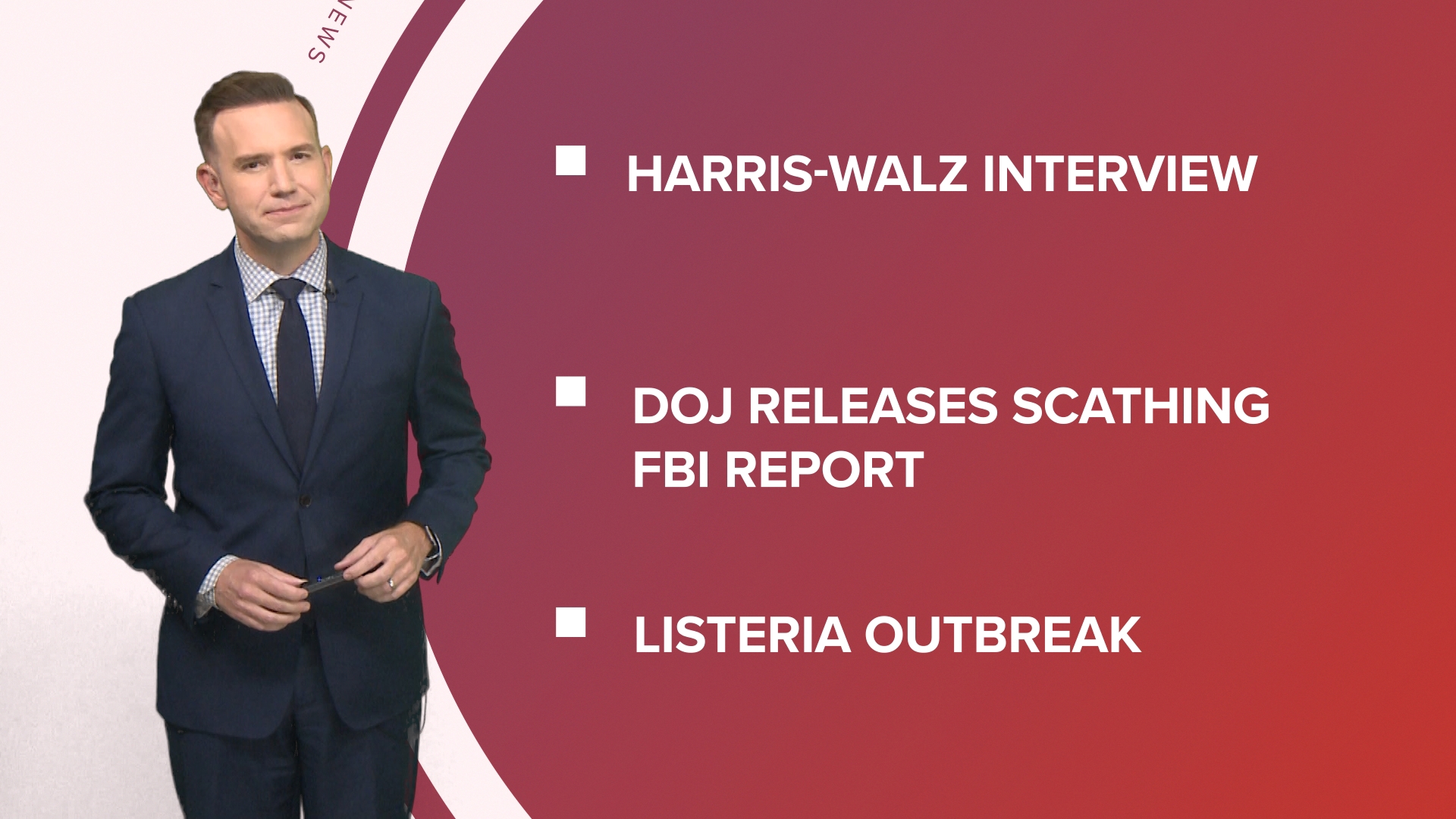 A look at what is happening in the news from the latest from the presidential campaign trail and a scathing report about the FBI to a listeria outbreak.