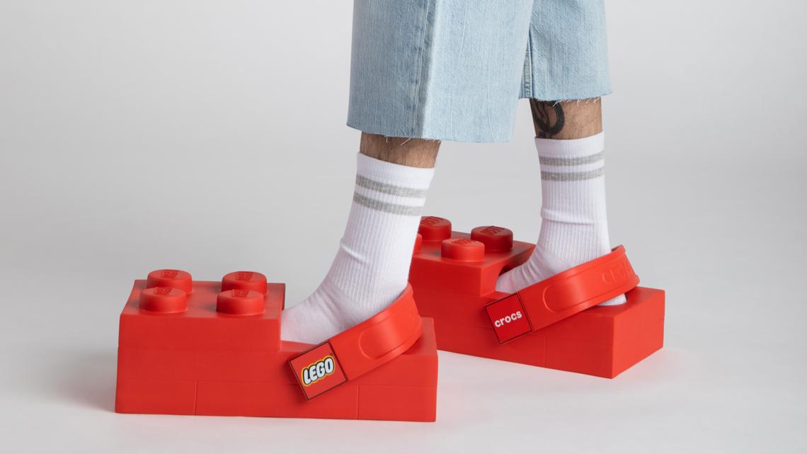 LEGO and Crocs unveil oversized brick-shaped clogs. Here's how much they will cost.