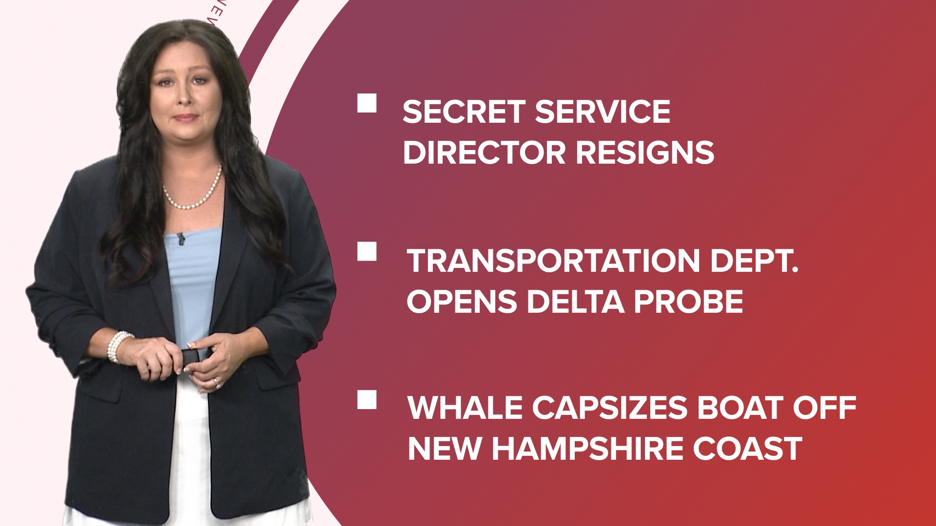 A look at what is happening in the news from Secret Service director resigns to the transportation dept. launches probe into Delta and a whale capsizes boat.