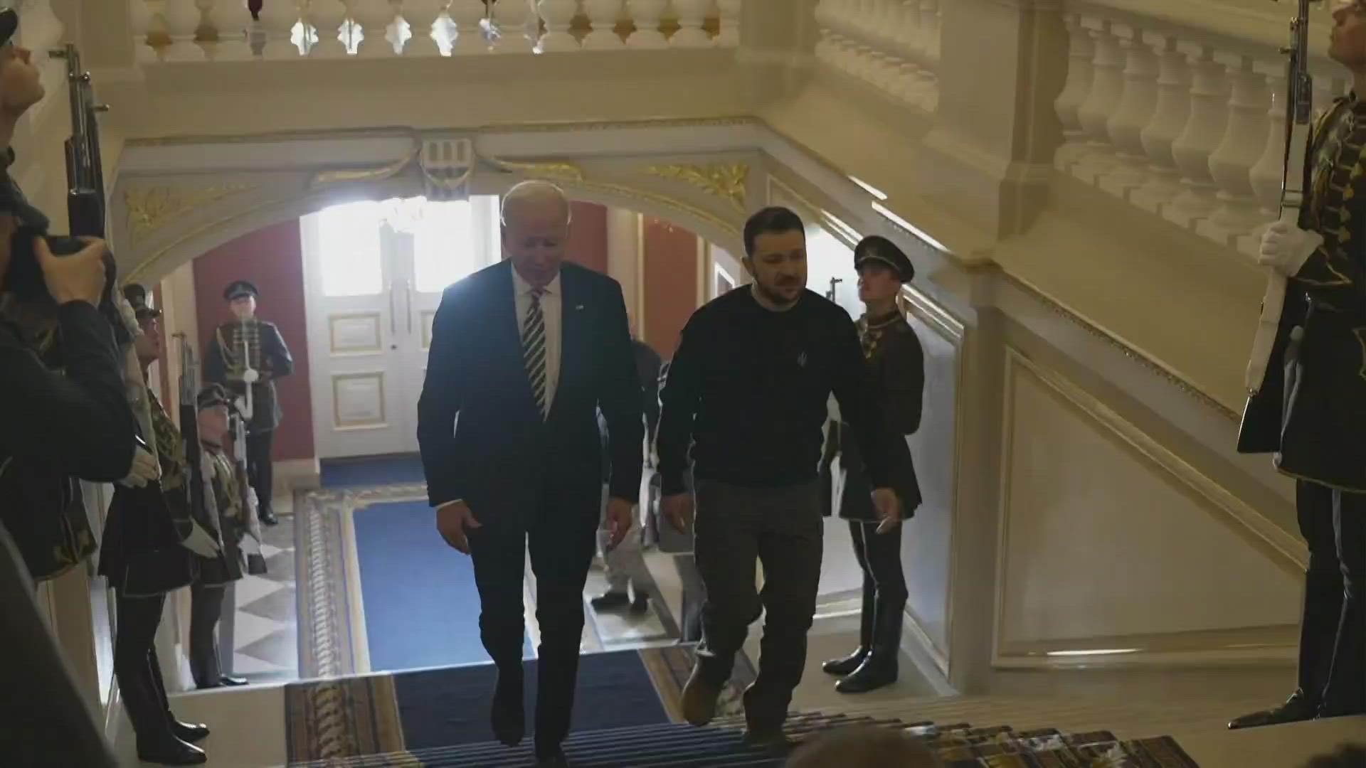 President Joe Biden made an unannounced visit to Ukraine on Monday to meet with President Volodymyr Zelenskyy