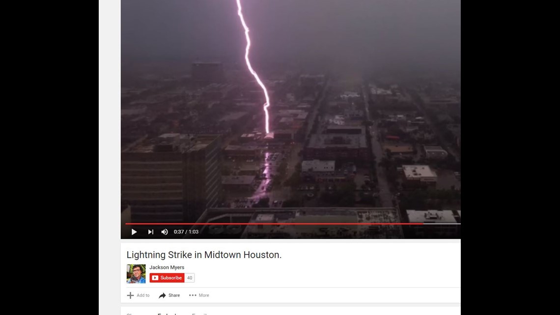 Big Lightning Strike Captured On Video In Houstons Midtown 