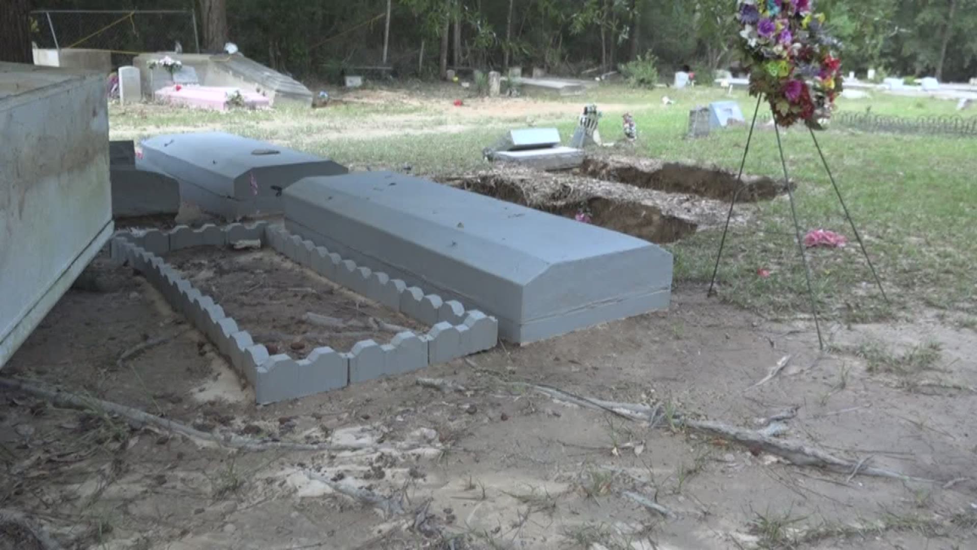 Caskets were unearthed at Hickory Grove Cemetery in Silsbee.