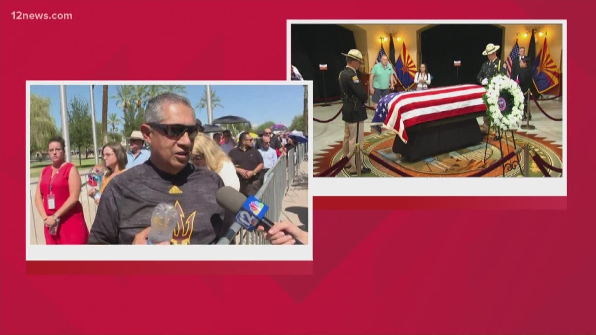 People from all political backgrounds and walks of life are lined up outside the State Capitol to pay their last respects to Senator McCain. We speak to one constituent who will remember the Senator for his humanity.