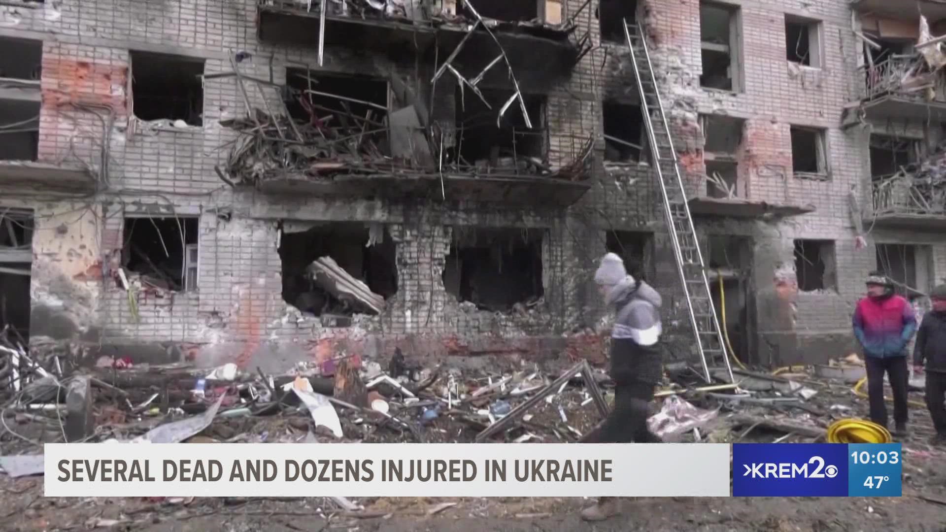 In the past few hours, the Ukrainian Interior Ministry said that at least 10 people have died and dozens were hurt after a Russian missile slammed into a building.