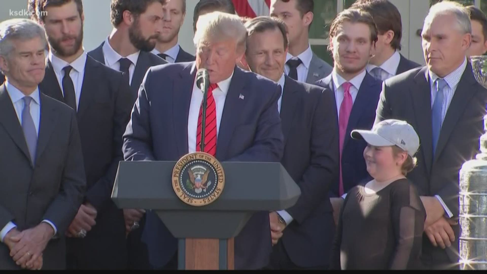 Their celebration continues in Washington D.C. The Blues stopped at the White House Tuesday afternoon.