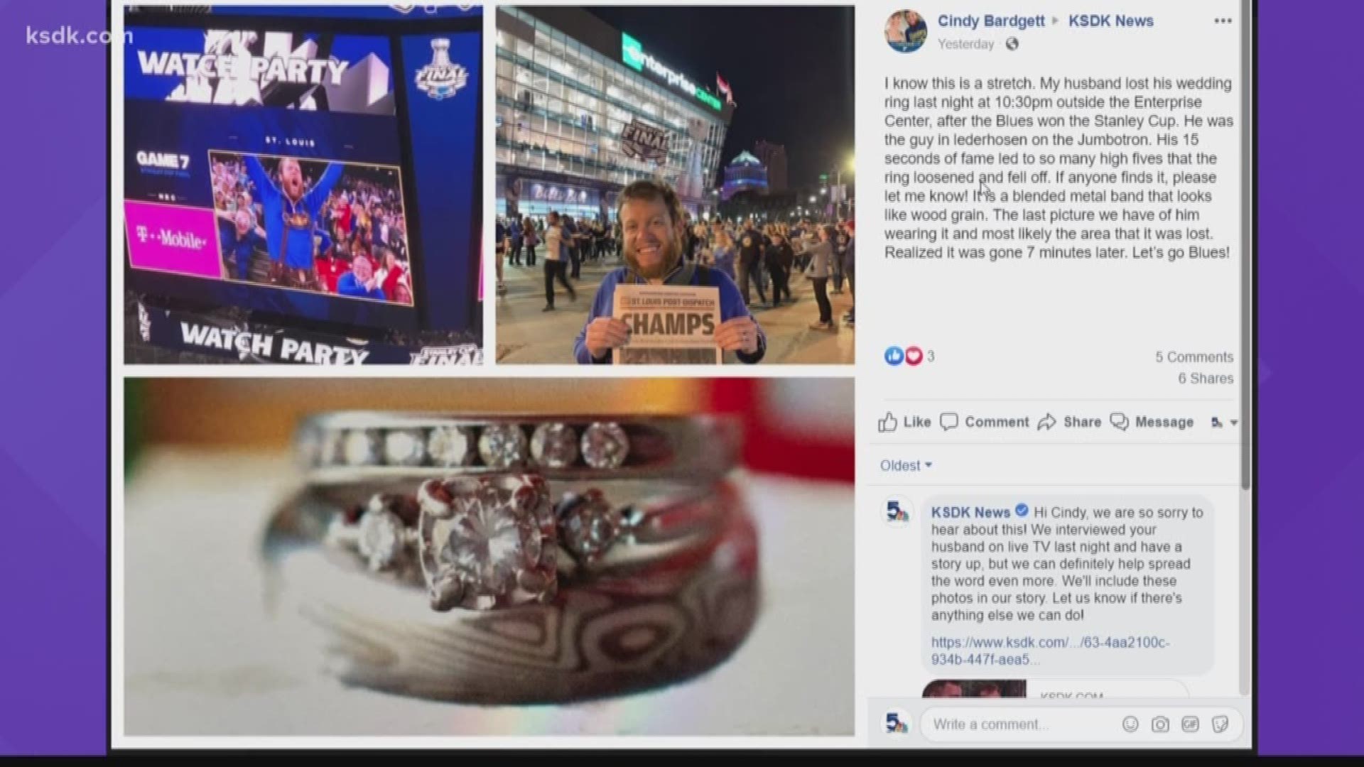 When the folks at Shane Co. heard about a Blues fan who lost his wedding ring after high-fiving people after Game 7, they decided to step in.
