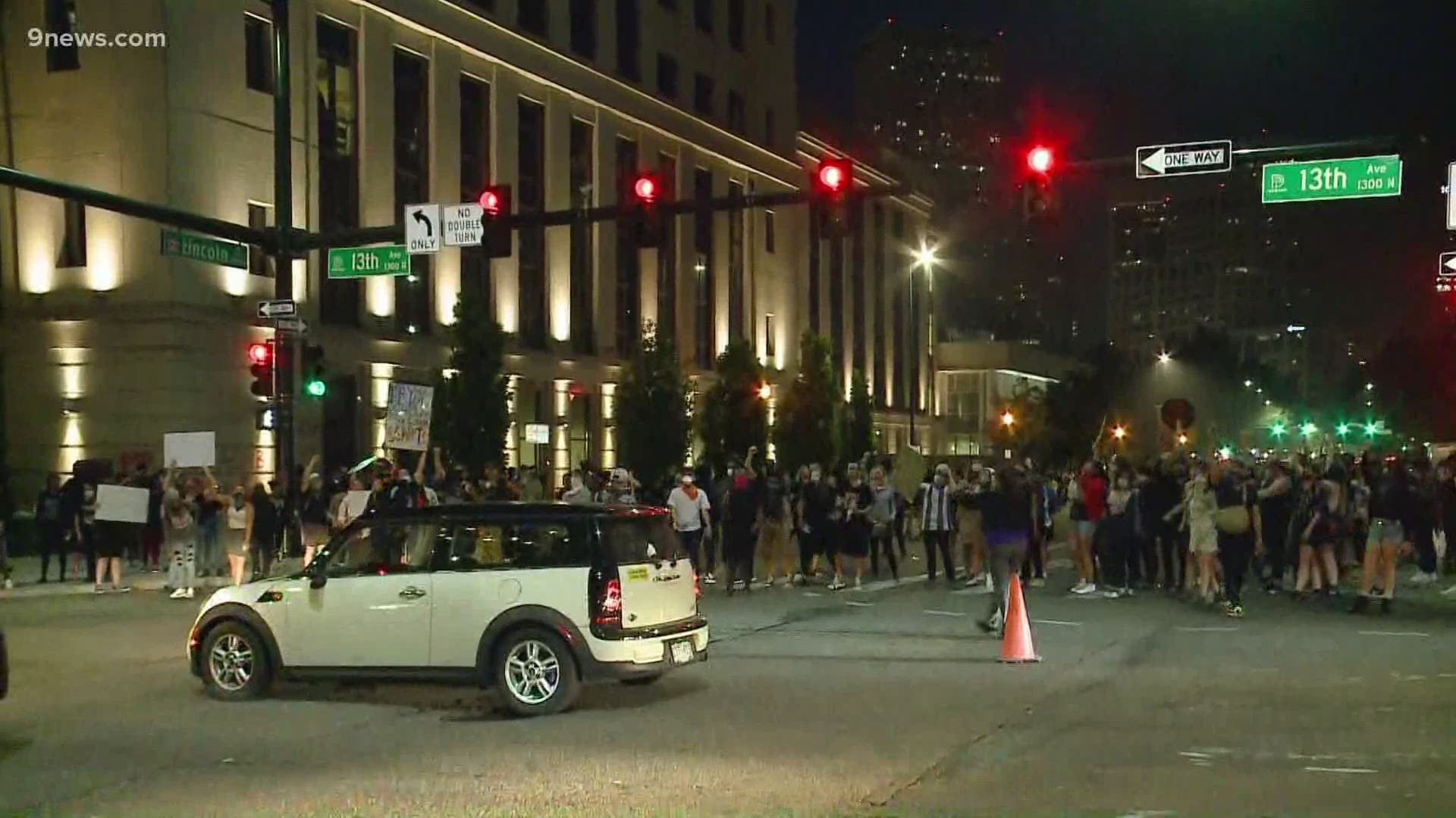 Ryan Haarer was reporting live when a flashbang went off Friday night in downtown. Police used tear gas to clear protesters who had gathered at 13th and Lincoln.