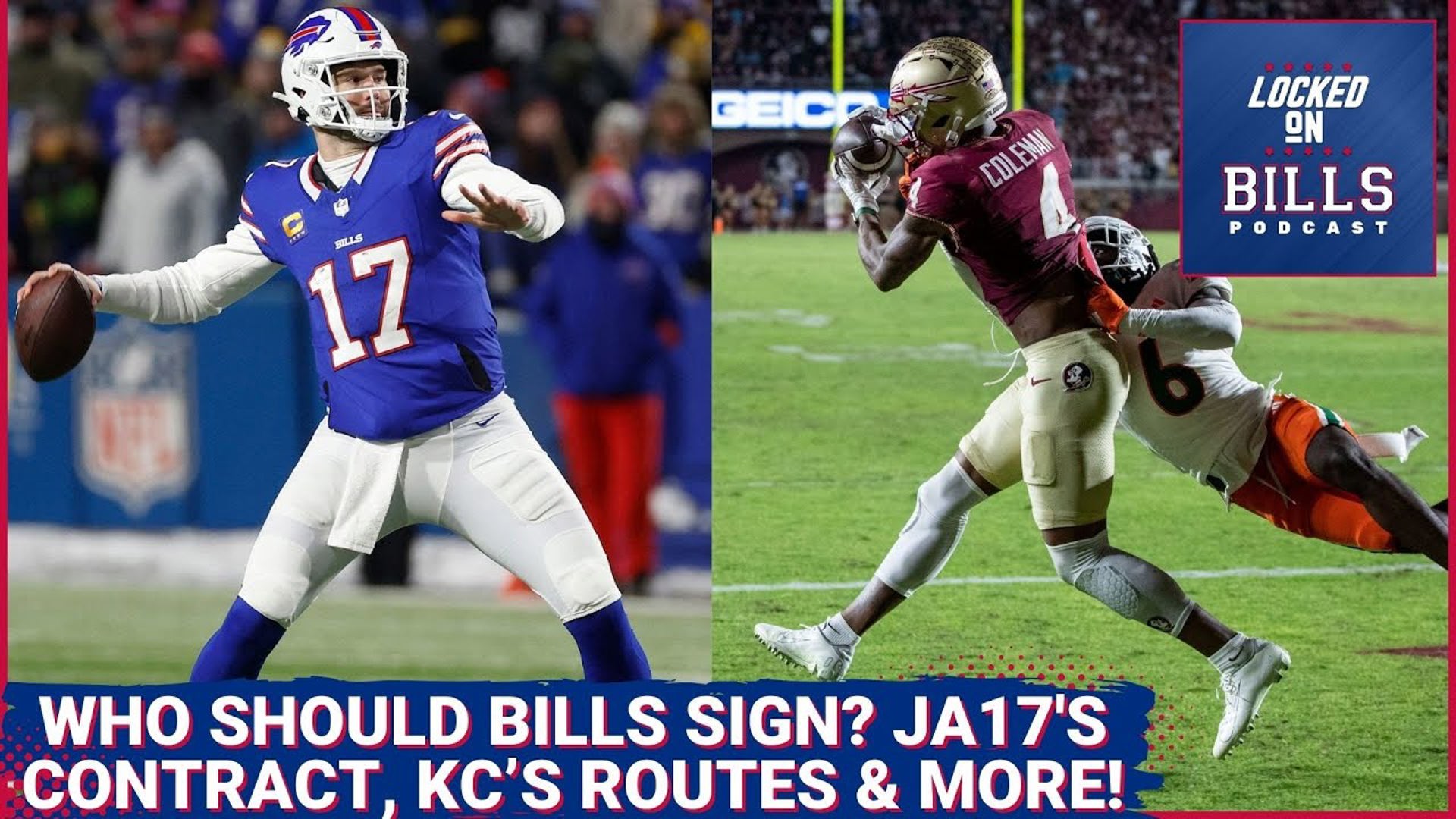 Which Free Agent should Buffalo Bills sign? Josh Allen’s contract, Keon Coleman’s separation & more!