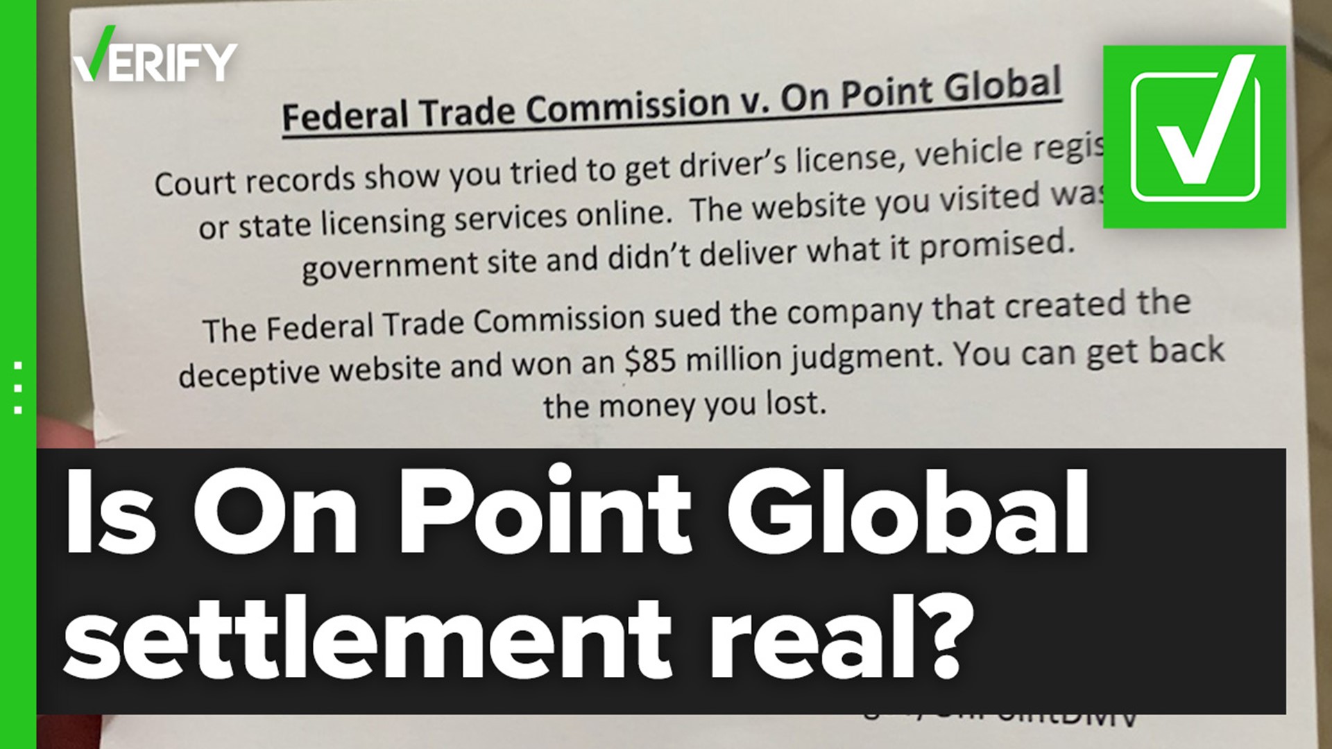 On Point Global is obligated to give consumers refunds after it settled with the FTC. Some consumers were mailed postcards to inform them of their eligibility.