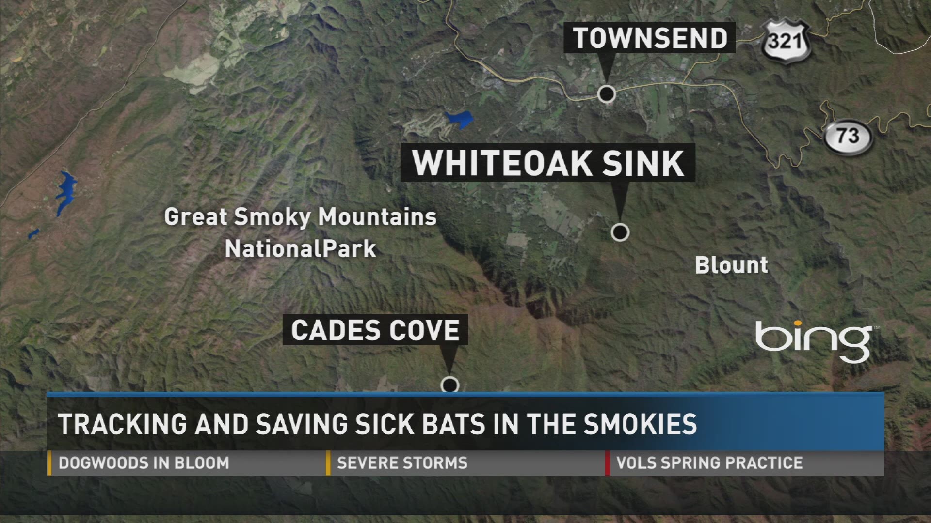 Mar 31, 2016: Thursday the Great Smoky Mountains partially reopened a popular area of the park, but left portions of Whiteoak Sink closed to help a dwindling bat population impacted by white nose syndrome. Biologists are using electronic bat detectors to