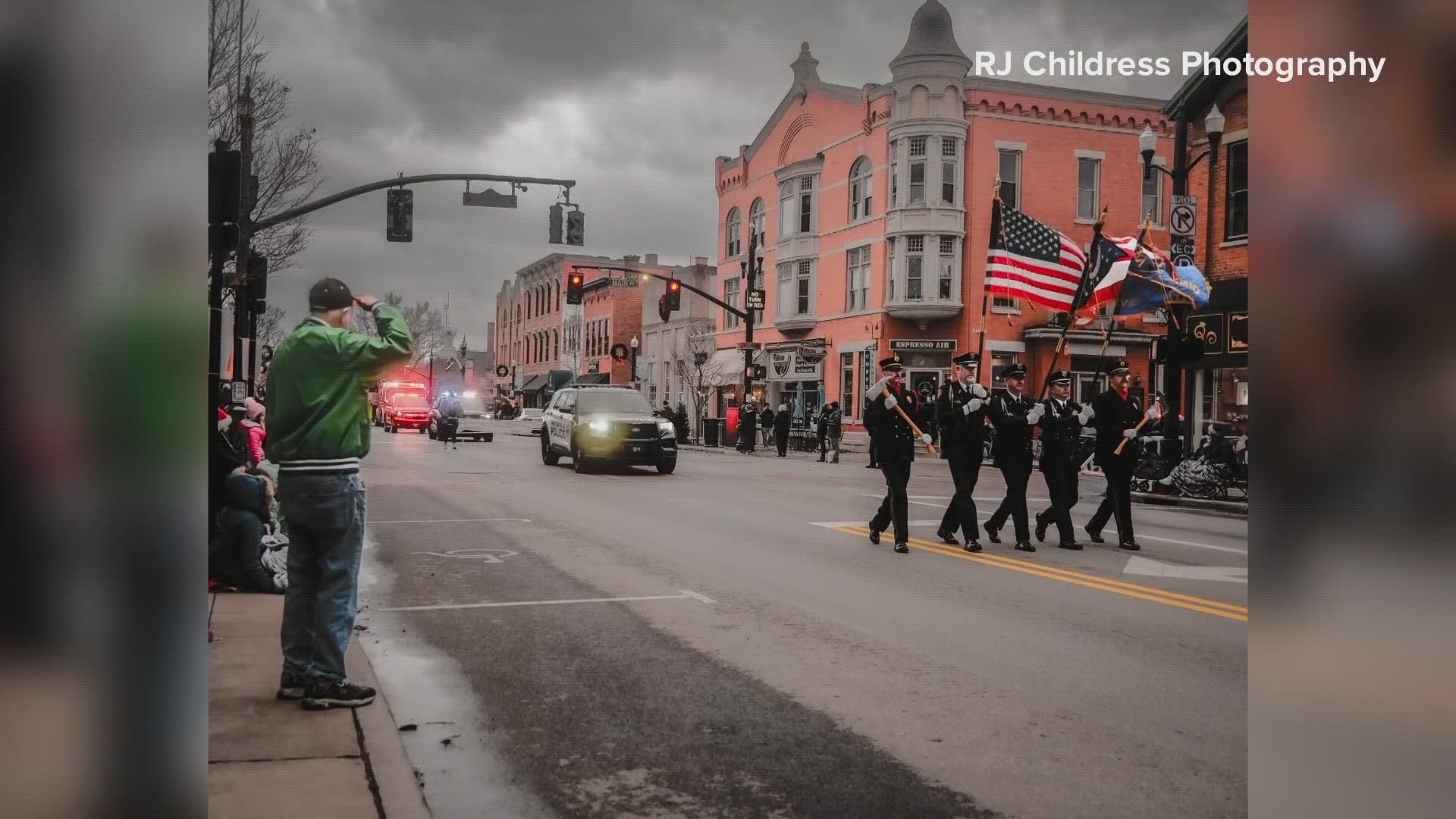 Man captured in photo saluting the American flag during Westerville