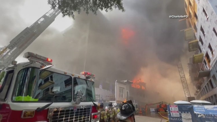 1 worker dead, 1 unaccounted for after massive Charlotte fire