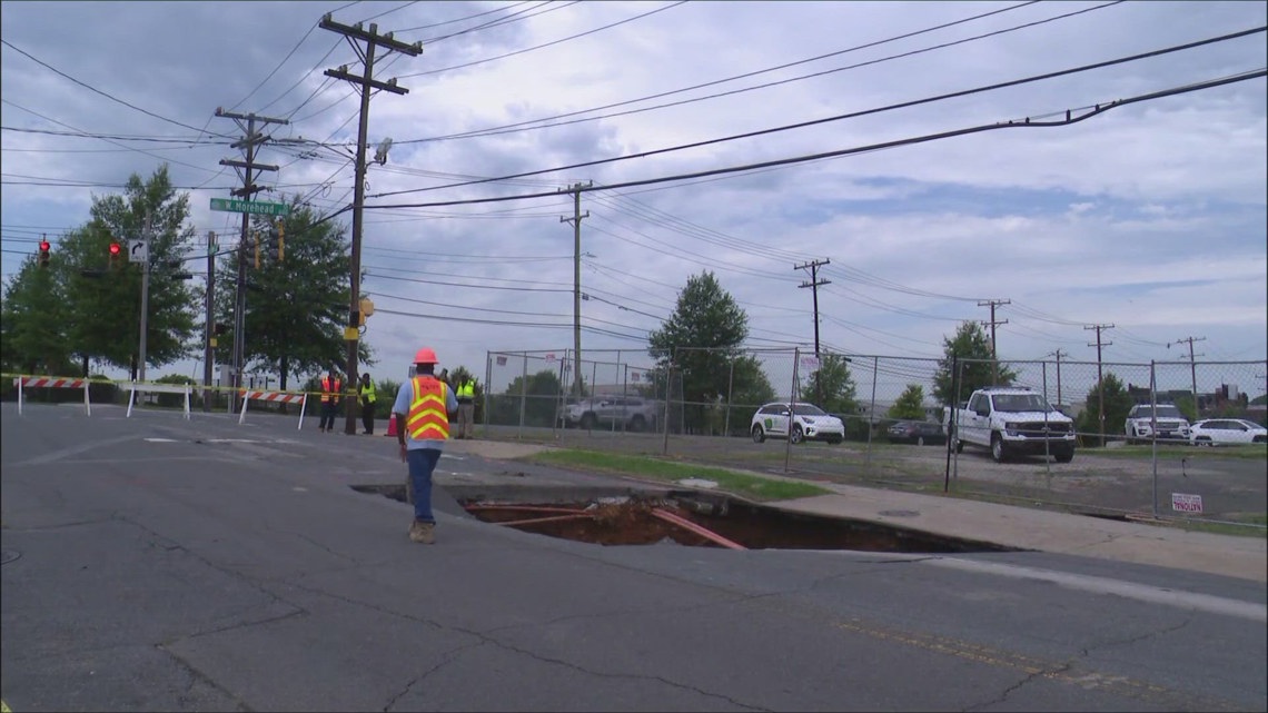 Sinkhole in Uptown Charlotte causes traffic impacts | wcnc.com