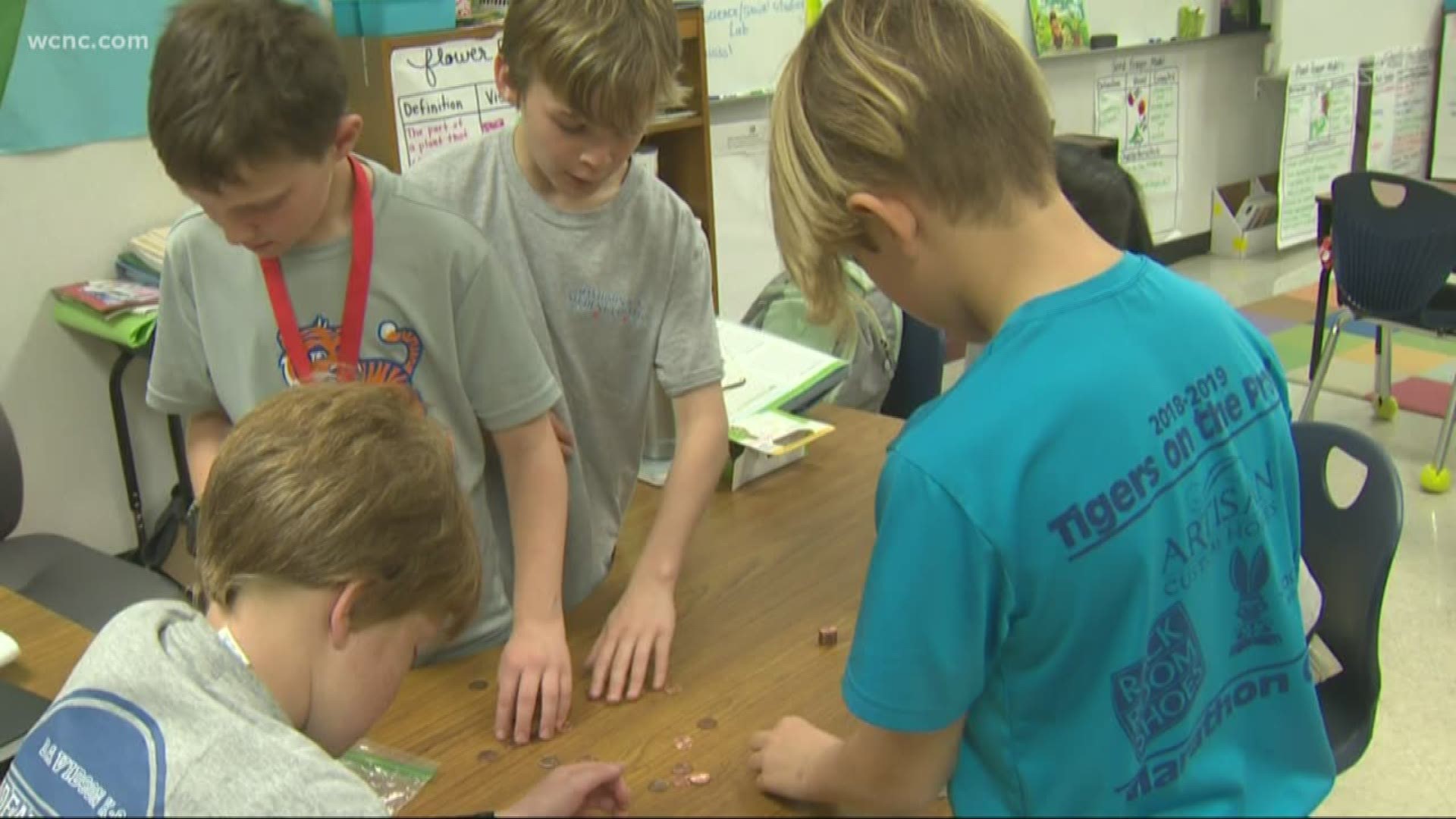 The children participating are turning their loose change into donations toward lymphoma and leukemia research.