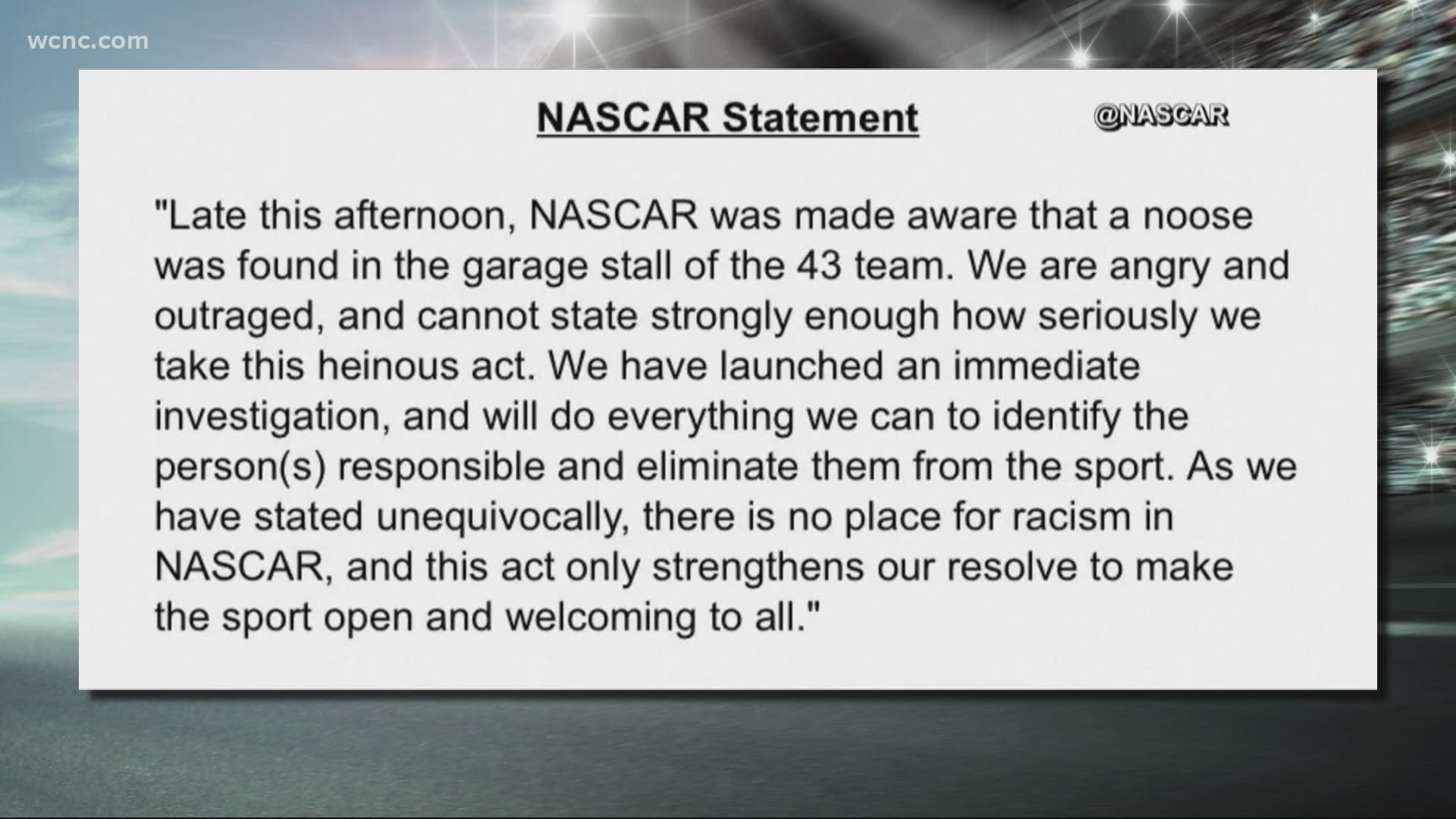 NASCAR has launched an investigation after it says a noose was found in the garage stall of Bubba Wallace at Talladega Superspeedway.