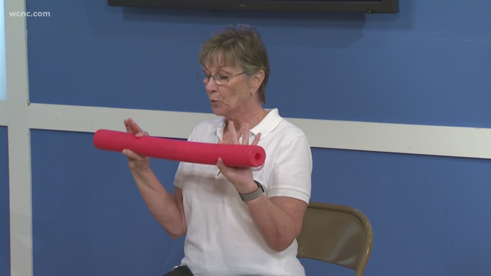 Senior fitness trainer Kathy Joy shows us how to get a great workout using only a foam pool noodle.