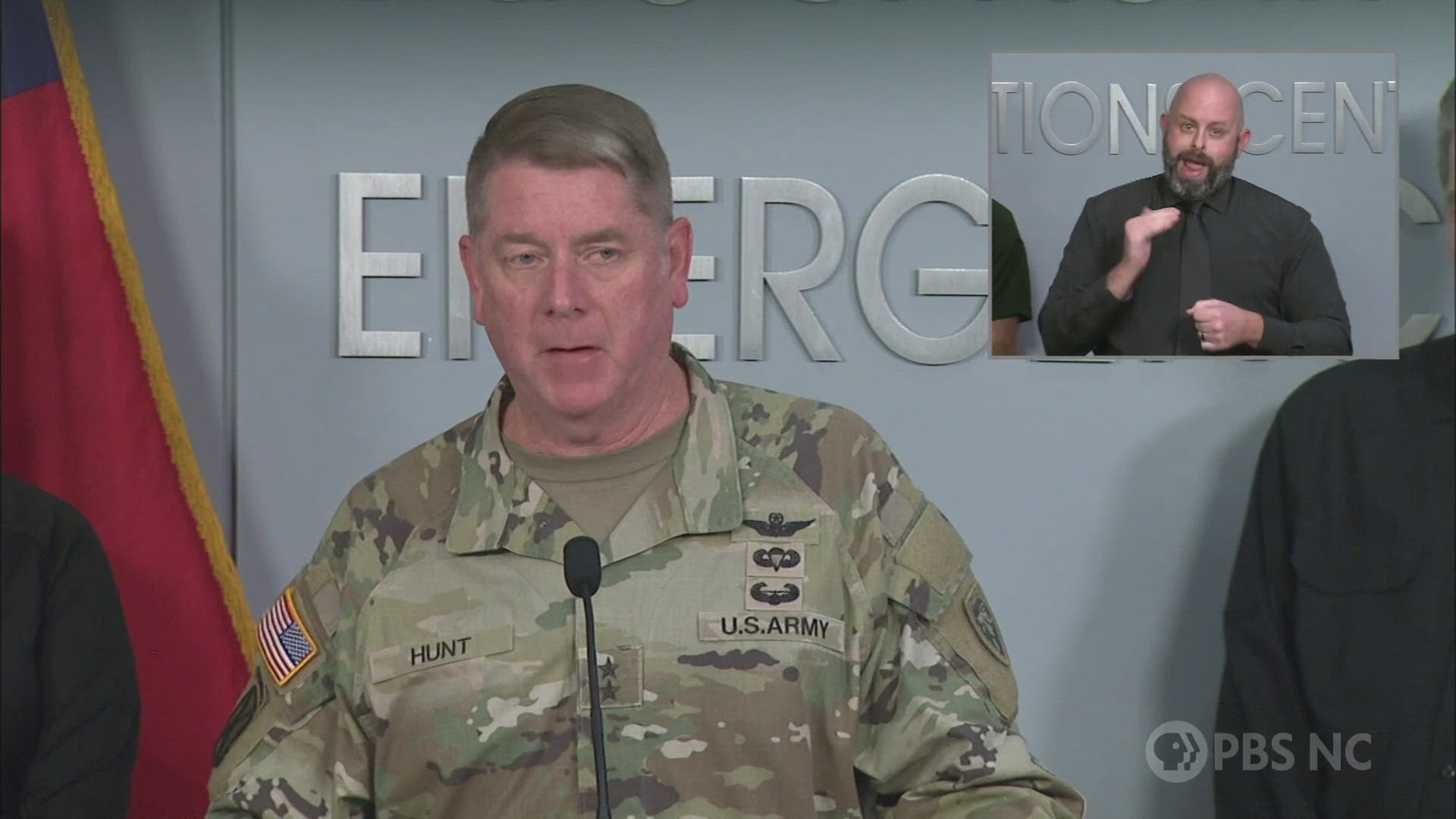 Major General Todd Hunt of the North Carolina National Guard confirms and explains an incident where a helicopter blew away Helene storm relief supplies.