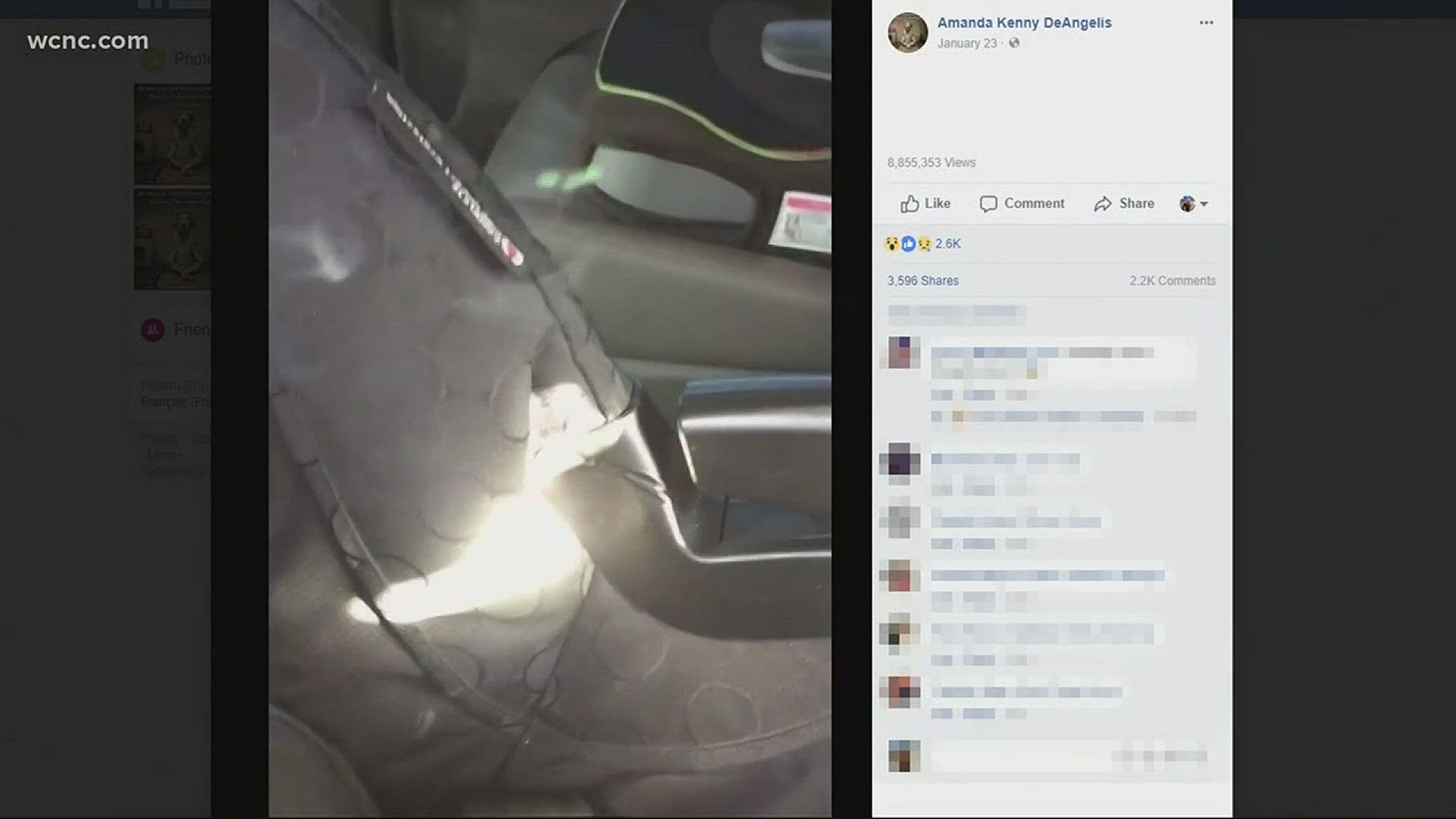 Amanda DeAngelis posted a video of the seat smoking on Facebook to warn other parents. As of Wednesday night, it had more than 82,000 shares and 8.8 million views.