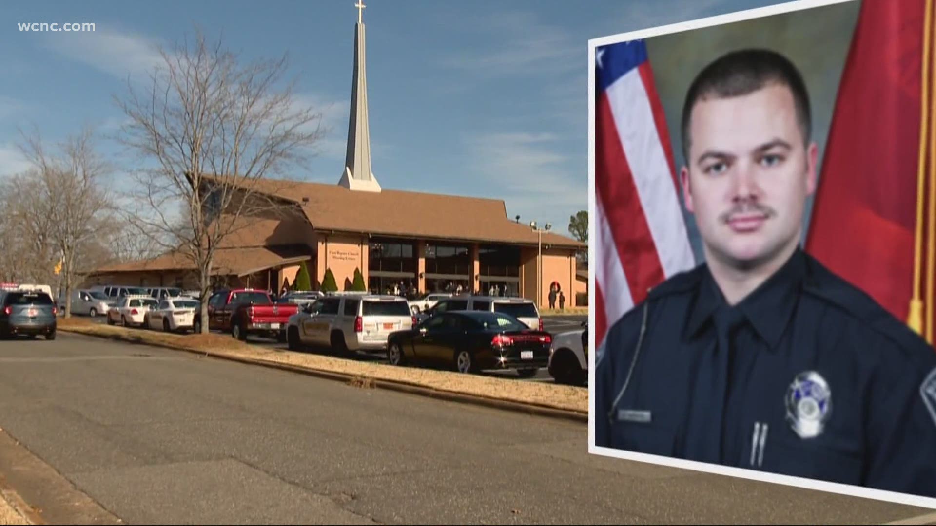 Fallen Mount Holly officer Tyler Herndon was honored at First Baptist Church in Kings Mountain.