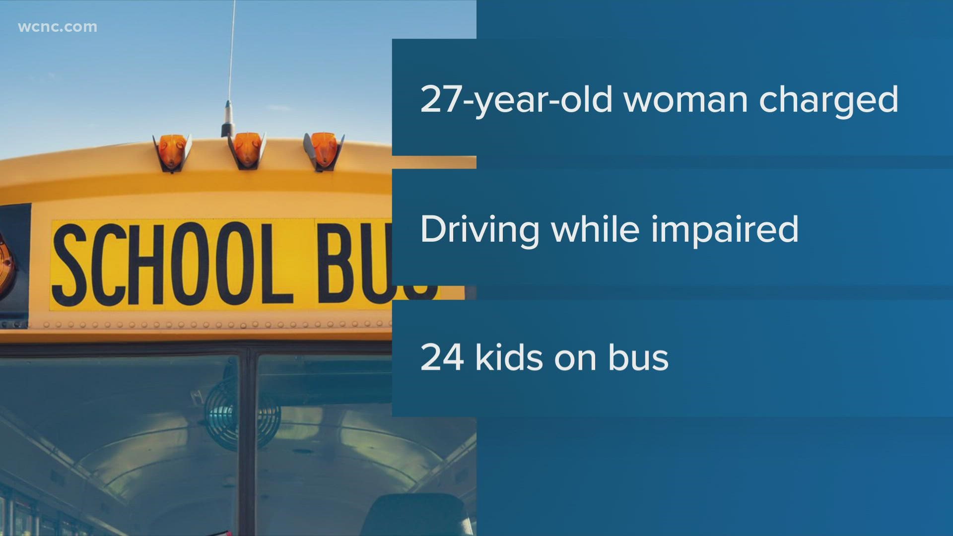 A Cleveland County school bus driver was arrested Thursday after state troopers said she was driving while impaired with students on the bus.