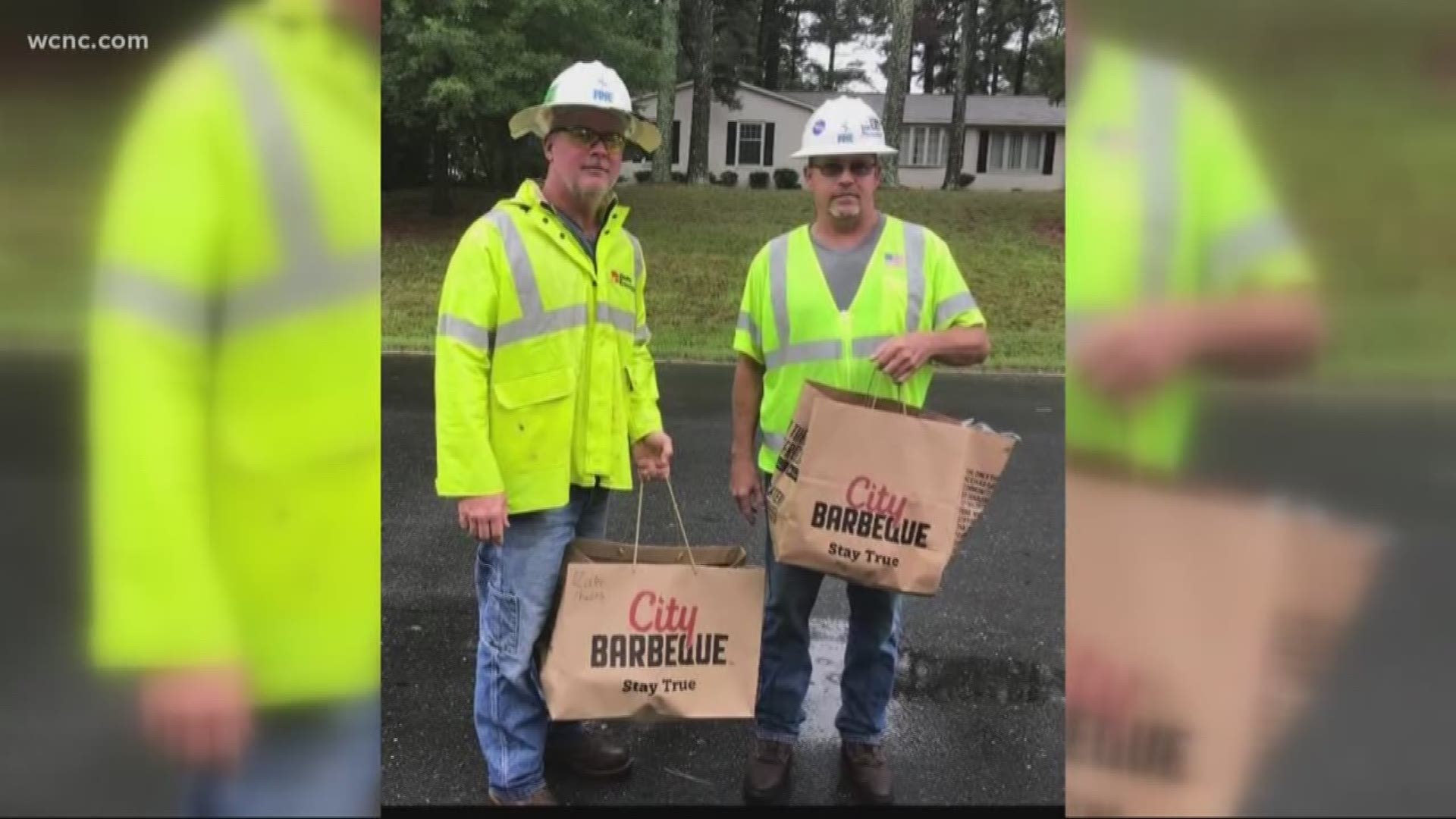 Charlotte residents shared their gratitude with linemen and first responders through good deeds throughout the Charlotte area.