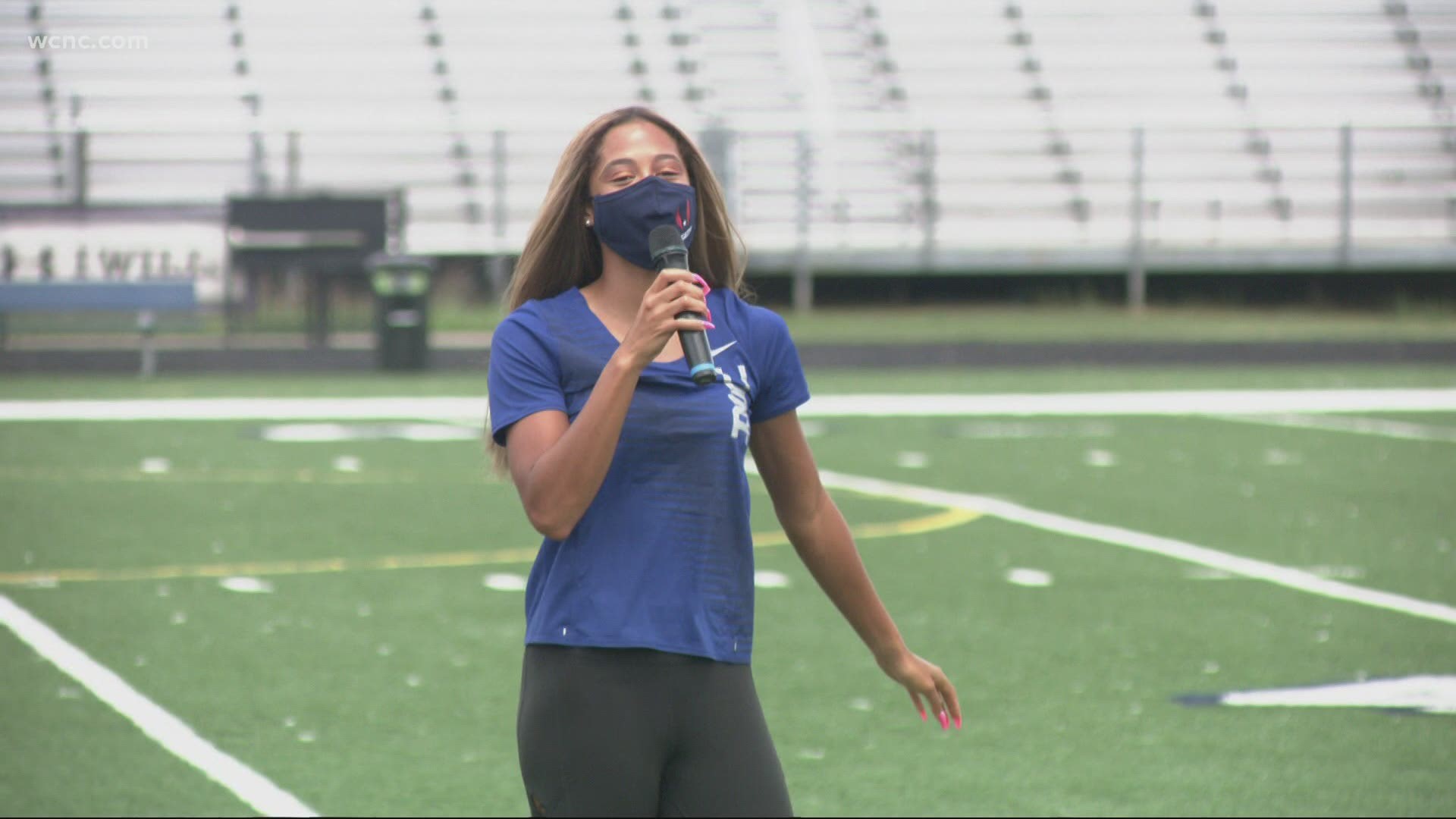 A crowd cheered on Gabbi Cunningham from Mallard Creek High School, which she graduated from in 2015.