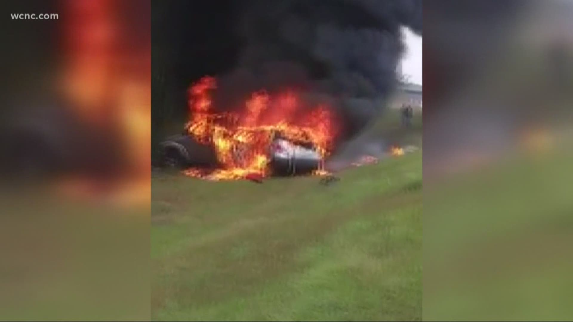 An FBI agent and two Good Samaritans stopped on the side of the road when they saw the vehicle on fire.