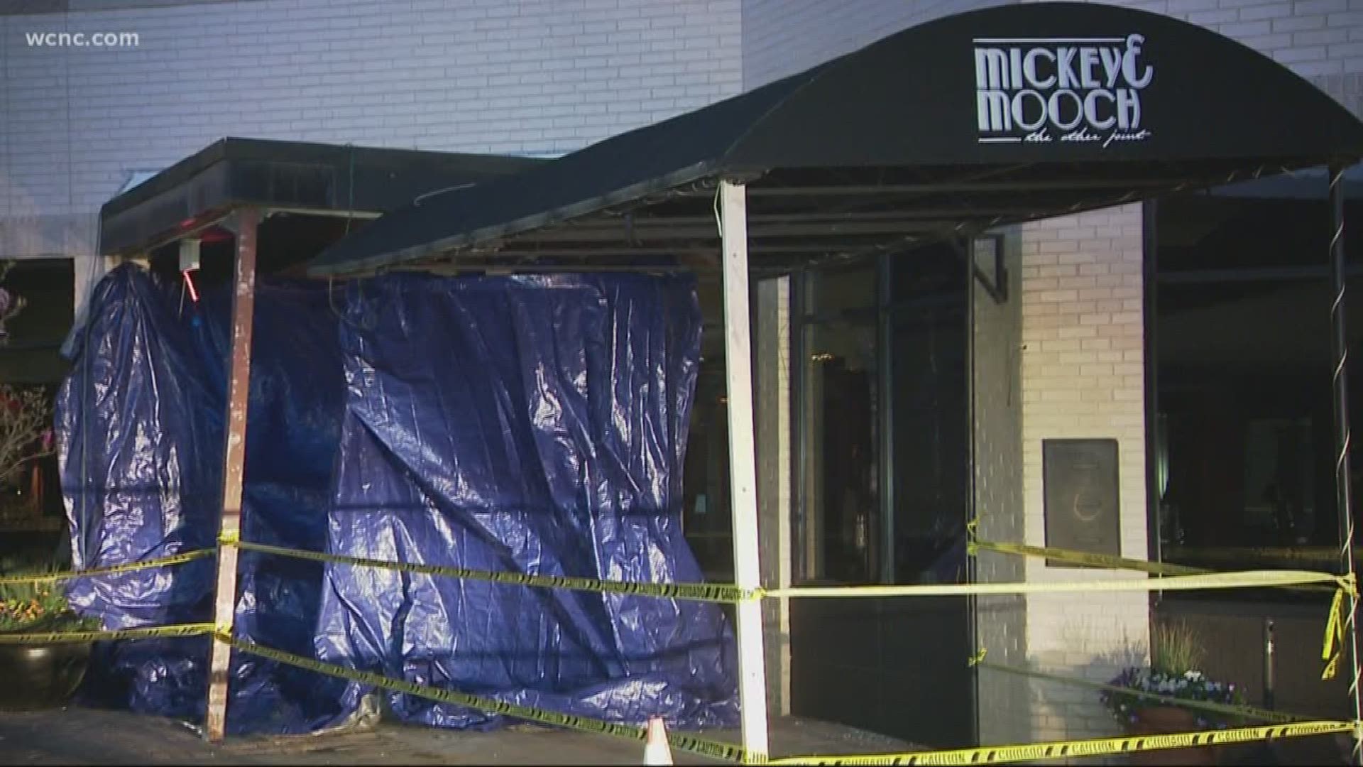 A car crashed in the Mickey and Mooch restaurant on Providence Road Saturday night.