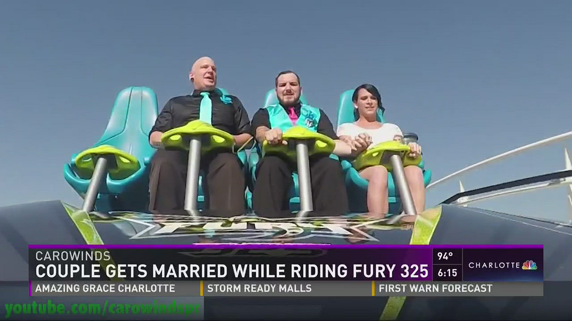 Couple gets married while riding Fury 325