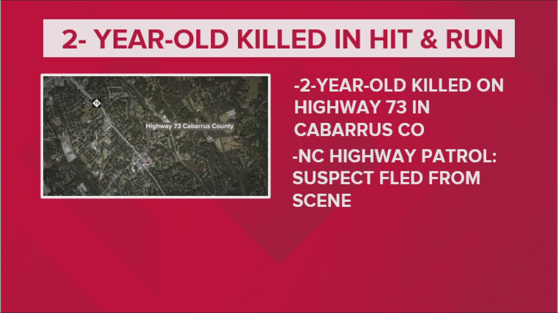 The driver kept going after hitting a child on NC 73 in Cabarrus County on Aug. 12, state troopers said.