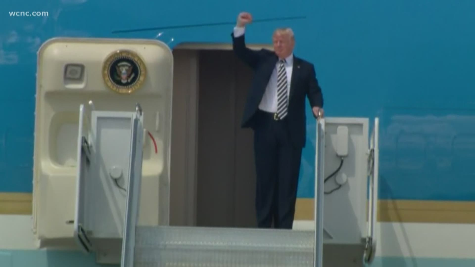 President Trump arrives at Charlotte Douglas