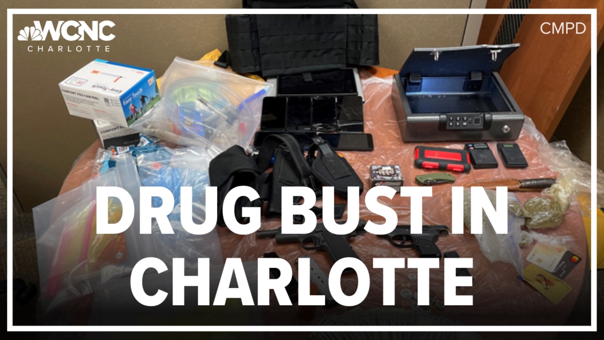 CMPD says two people were arrested after a massive amount of drugs and guns were found during a traffic stop.