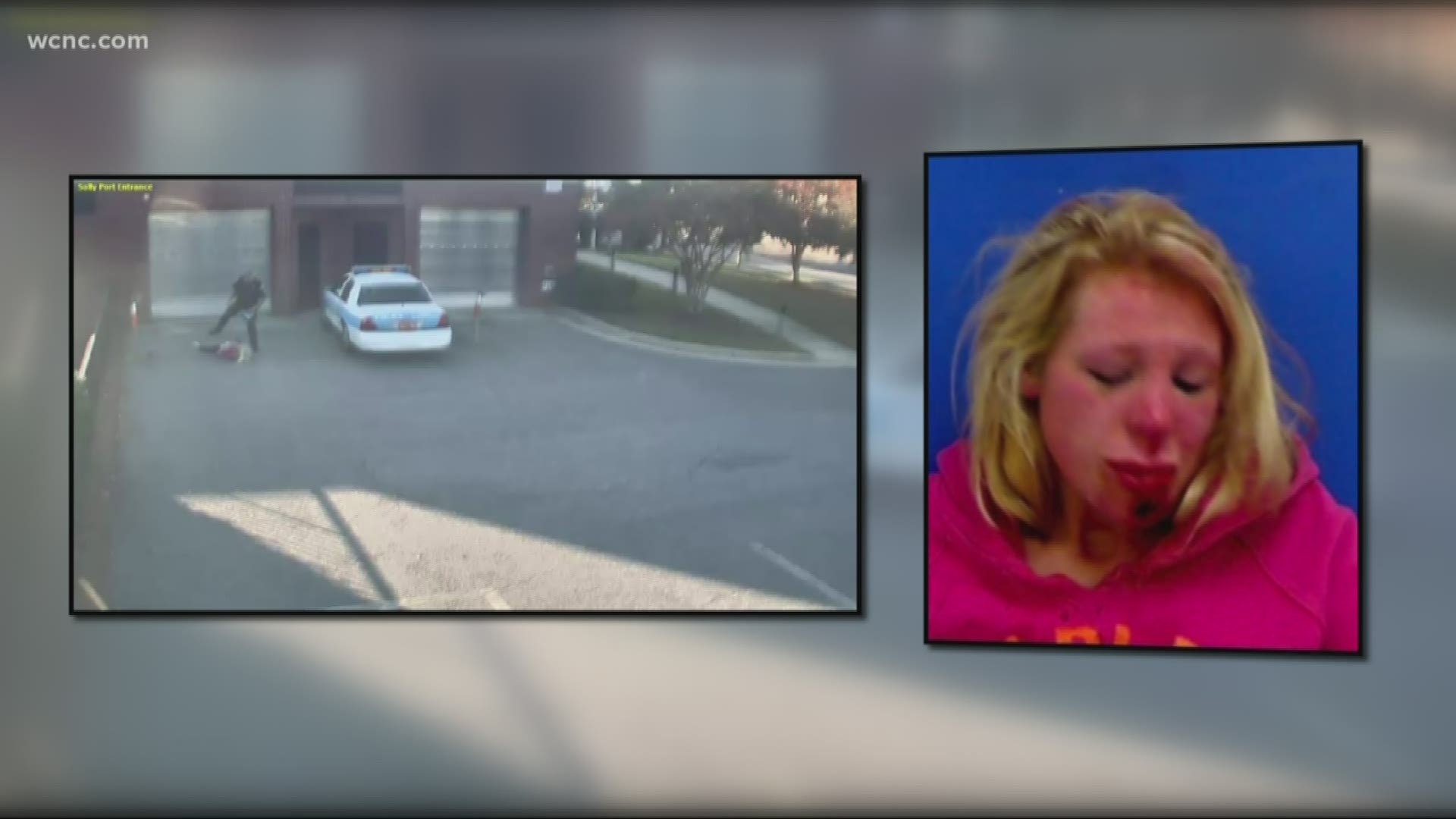 The incident happened at the Hickory Police Department in 2013. Video shows the former officer slamming a woman to the concrete while she was in custody.