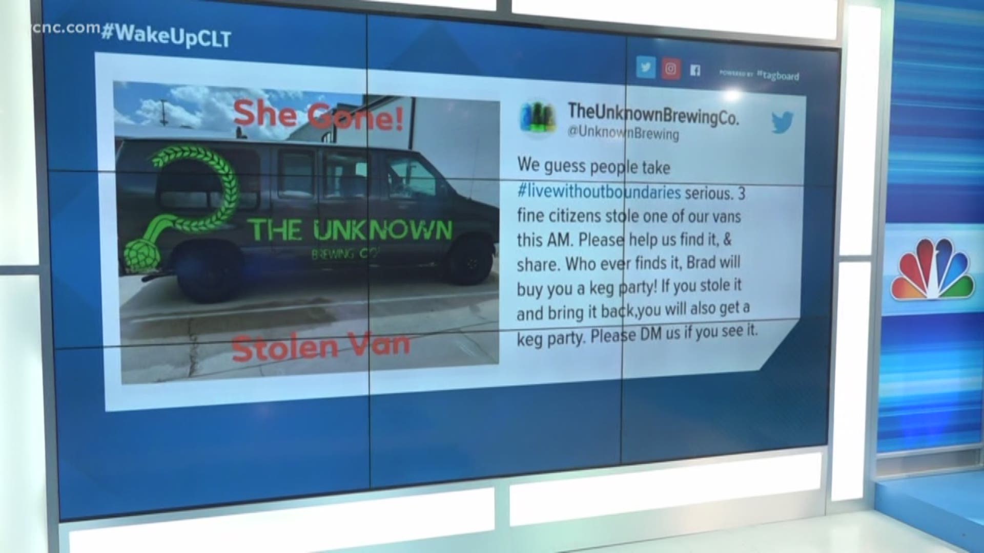 The Unknown Brewing Company put up a very popular reward when their van was stolen earlier this week.