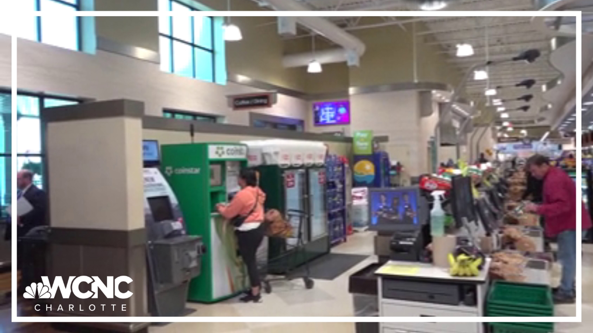 A total of four self-service kiosks are available at select Harris Teeter locations in Charlotte.