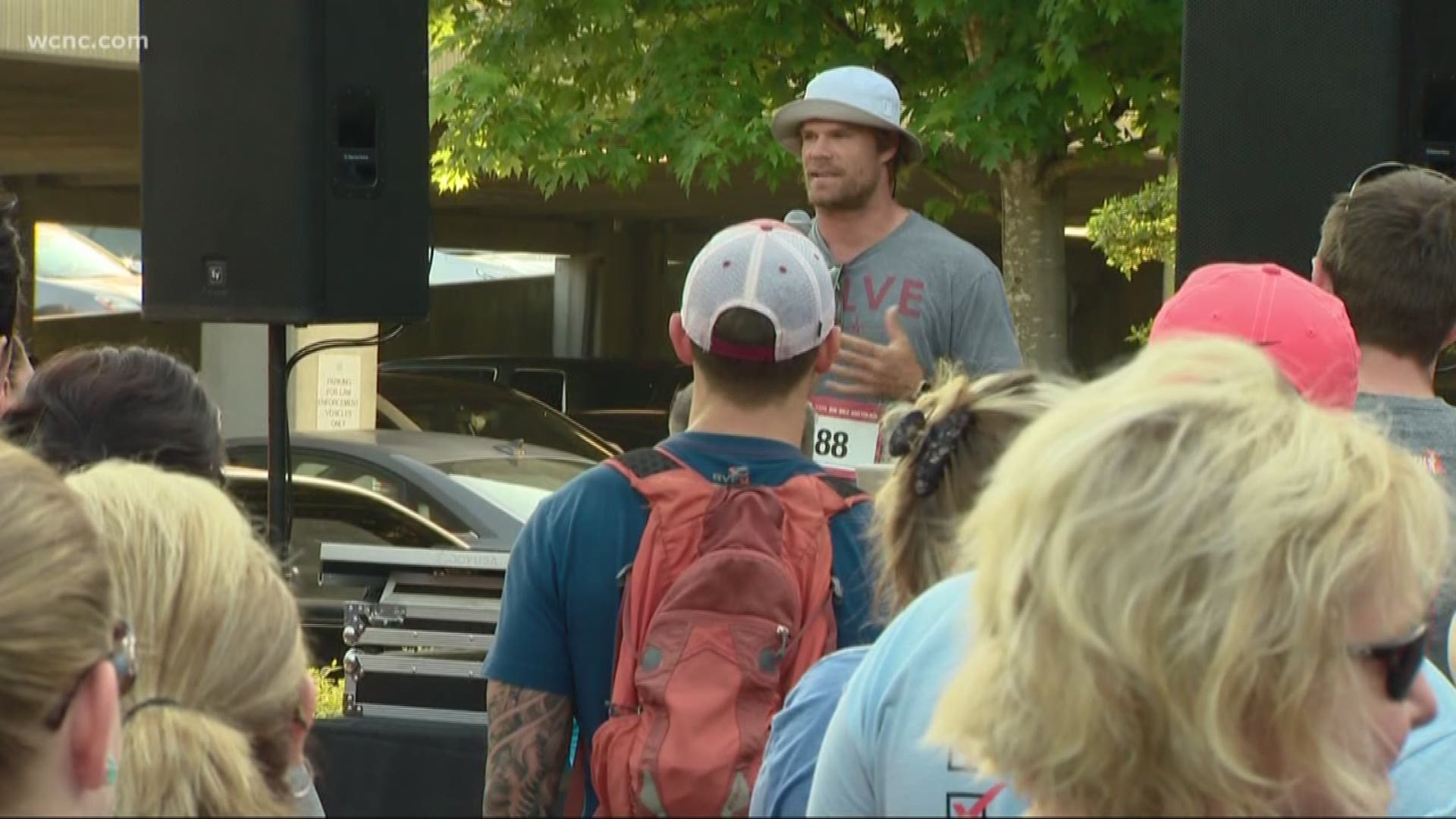 Panthers star Greg Olsen emceed the third annual "HEARTest Yard and Showmars 5K." The event raised money for children affected by congenital heart disease.