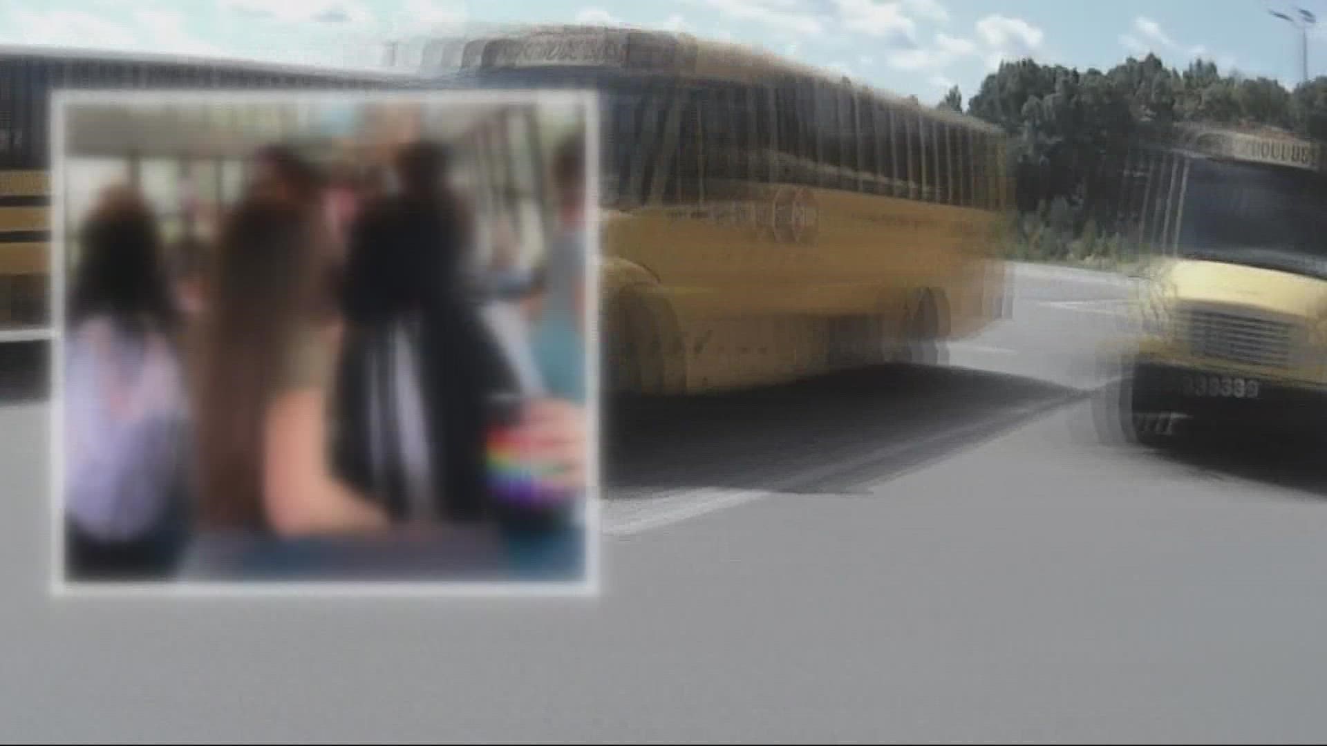 District leaders say overcrowded buses are caused by an influx of new students as well as many students who hadn't registered to ride the bus hopping aboard.