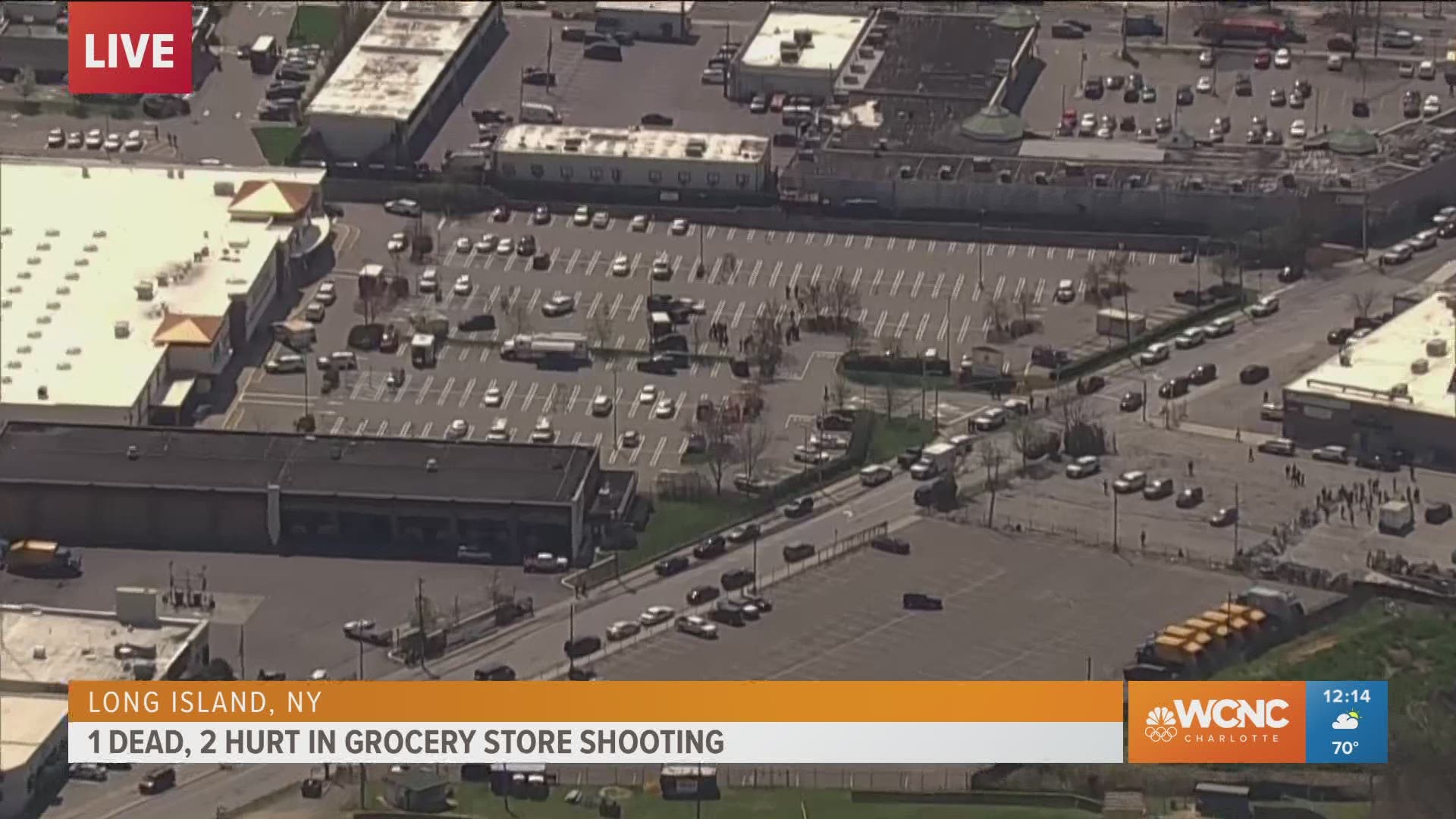 One person was killed and two others were injured in a shooting at a grocery store on New York's Long Island Tuesday, police said.
