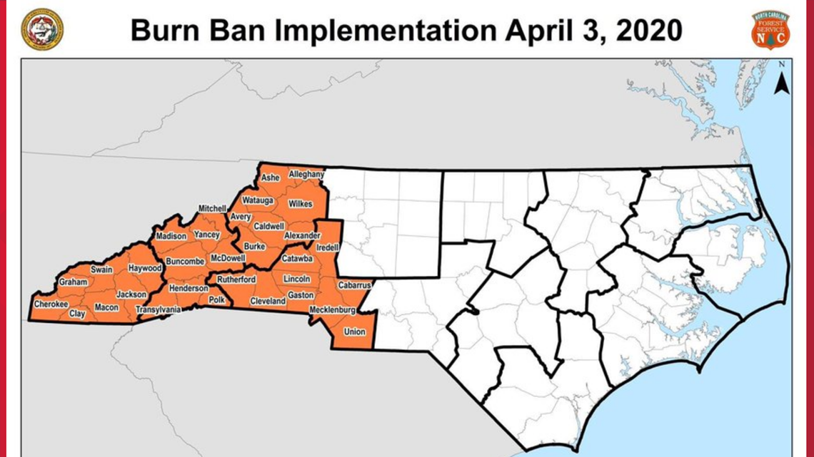 Burn ban issued for 32 western North Carolina counties