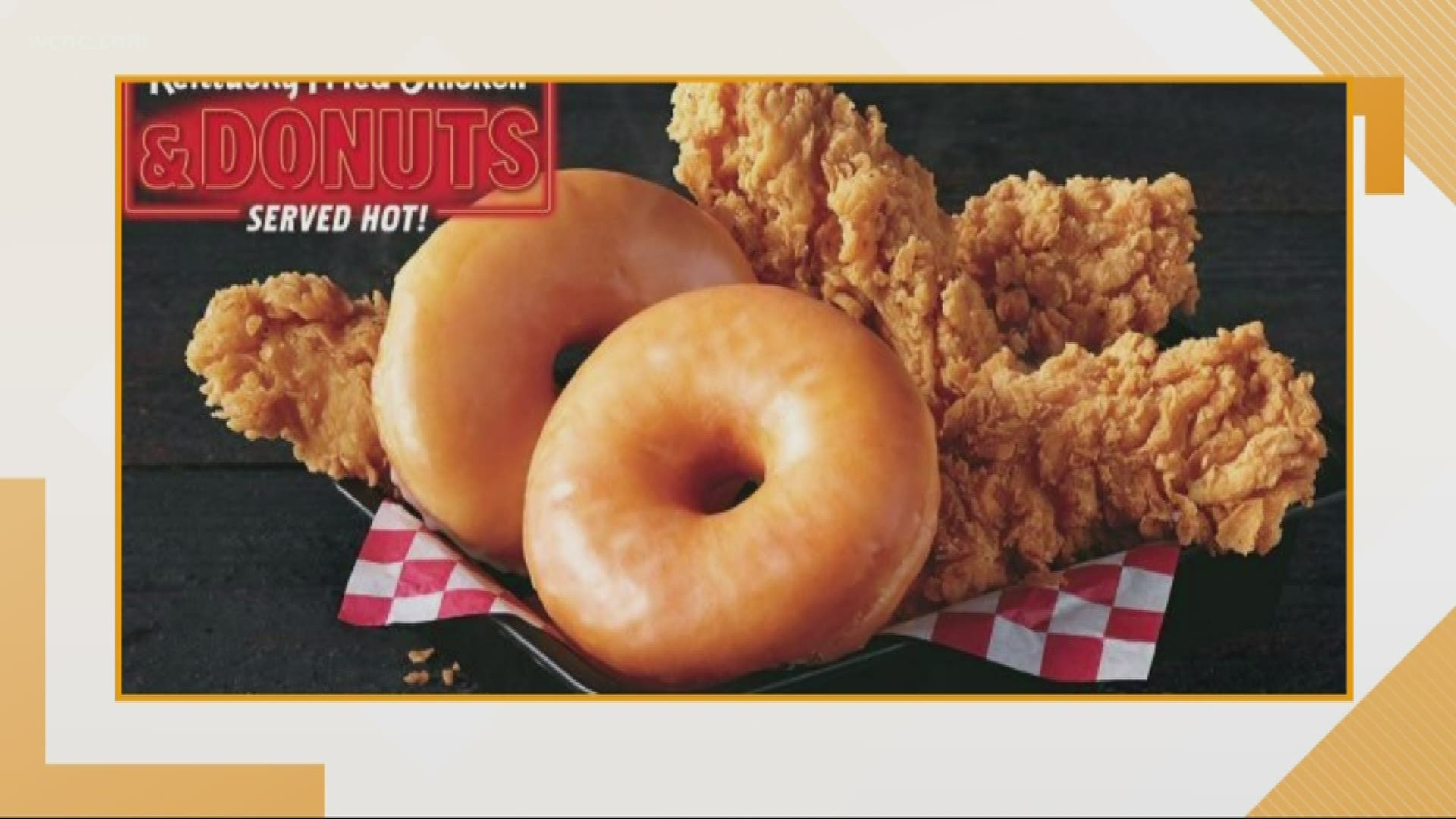 KFC is getting back into the news with their latest menu item: Fried chicken and donuts. Currently being tested at about 40 states in Virginia and Pennsylvania, KFC is offering their customers a choice: A sandwich with donuts for buns, or you can get the donuts on the side.